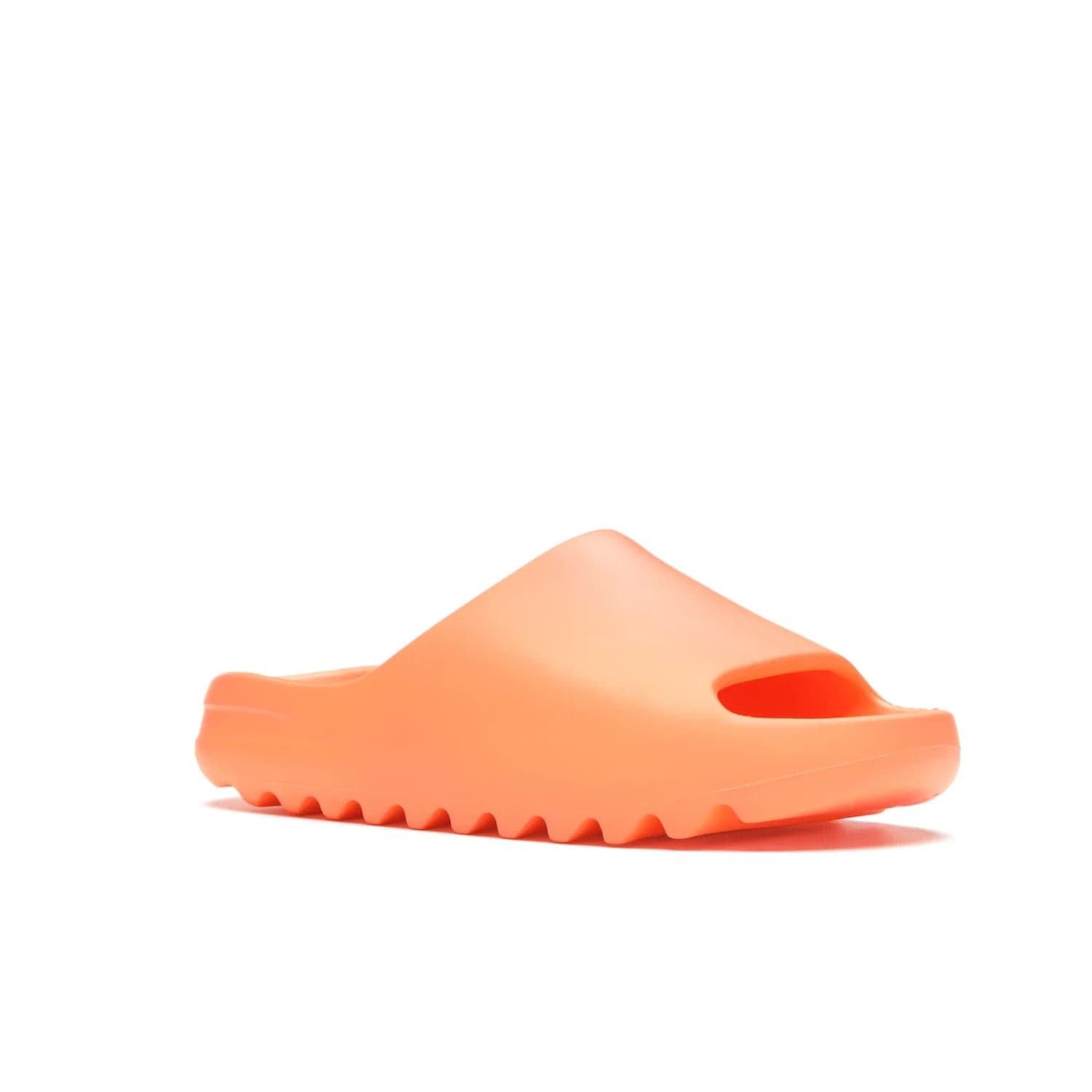 adidas Yeezy Slide Enflame Orange - Image 5 - Only at www.BallersClubKickz.com - Limited edition adidas Yeezy Slide featuring a bold Enflame Orange upper and EVA foam construction. Grooved outsole for traction and support. Released June 2021. Perfect for summer.