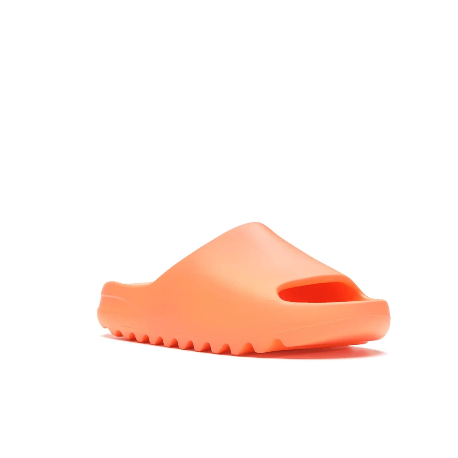 adidas Yeezy Slide Enflame Orange - Image 6 - Only at www.BallersClubKickz.com - Limited edition adidas Yeezy Slide featuring a bold Enflame Orange upper and EVA foam construction. Grooved outsole for traction and support. Released June 2021. Perfect for summer.