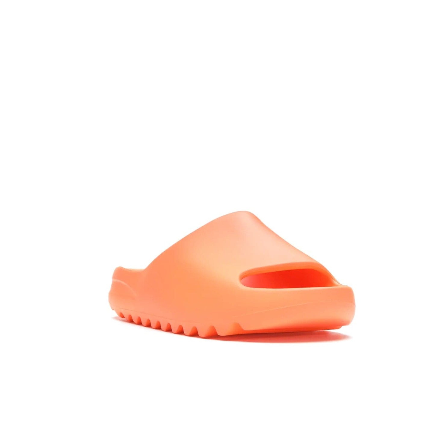 adidas Yeezy Slide Enflame Orange - Image 7 - Only at www.BallersClubKickz.com - Limited edition adidas Yeezy Slide featuring a bold Enflame Orange upper and EVA foam construction. Grooved outsole for traction and support. Released June 2021. Perfect for summer.