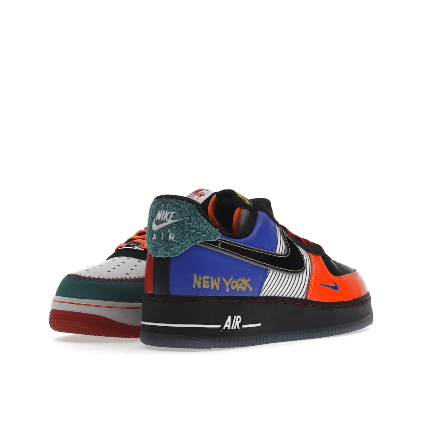 Nike Air Force 1 Low NYC City of Athletes - Image 32 - Only at www.BallersClubKickz.com - Grab the limited edition Nike Air Force 1 Low NYC City of Athletes. This unique design features a combination of leather, suede, denim and basketball synthetic rubber, plus the iconic white & black midsole with semi-translucent outsoles. Released in Oct 2019 - these eye-catching sneakers complete any look.
