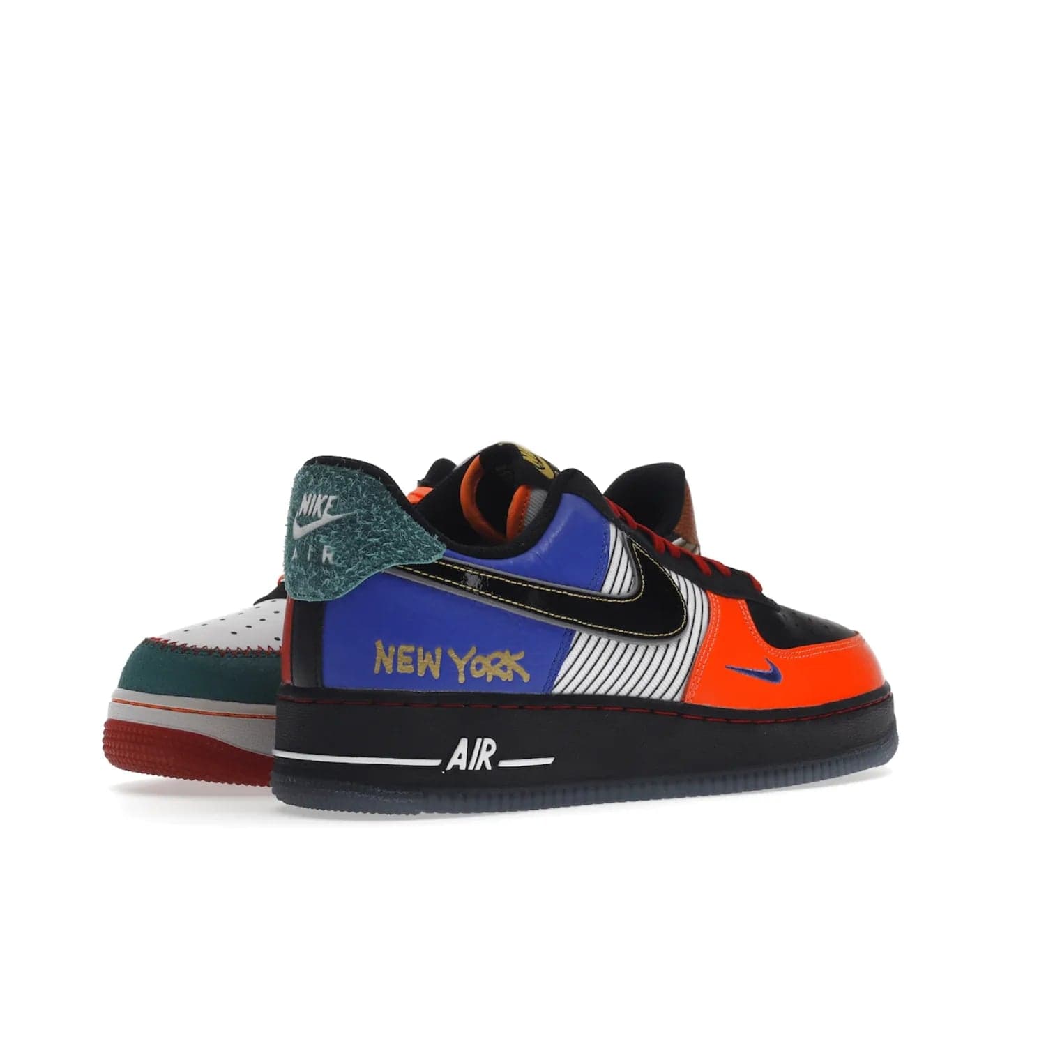 Nike Air Force 1 Low NYC City of Athletes - Image 33 - Only at www.BallersClubKickz.com - Grab the limited edition Nike Air Force 1 Low NYC City of Athletes. This unique design features a combination of leather, suede, denim and basketball synthetic rubber, plus the iconic white & black midsole with semi-translucent outsoles. Released in Oct 2019 - these eye-catching sneakers complete any look.