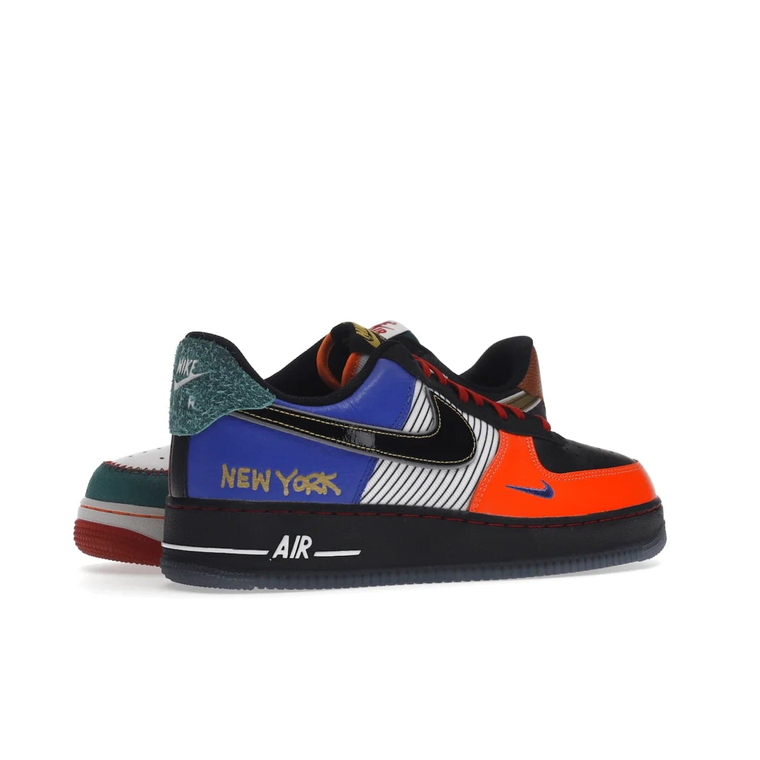 Nike Air Force 1 Low NYC City of Athletes - Image 34 - Only at www.BallersClubKickz.com - Grab the limited edition Nike Air Force 1 Low NYC City of Athletes. This unique design features a combination of leather, suede, denim and basketball synthetic rubber, plus the iconic white & black midsole with semi-translucent outsoles. Released in Oct 2019 - these eye-catching sneakers complete any look.