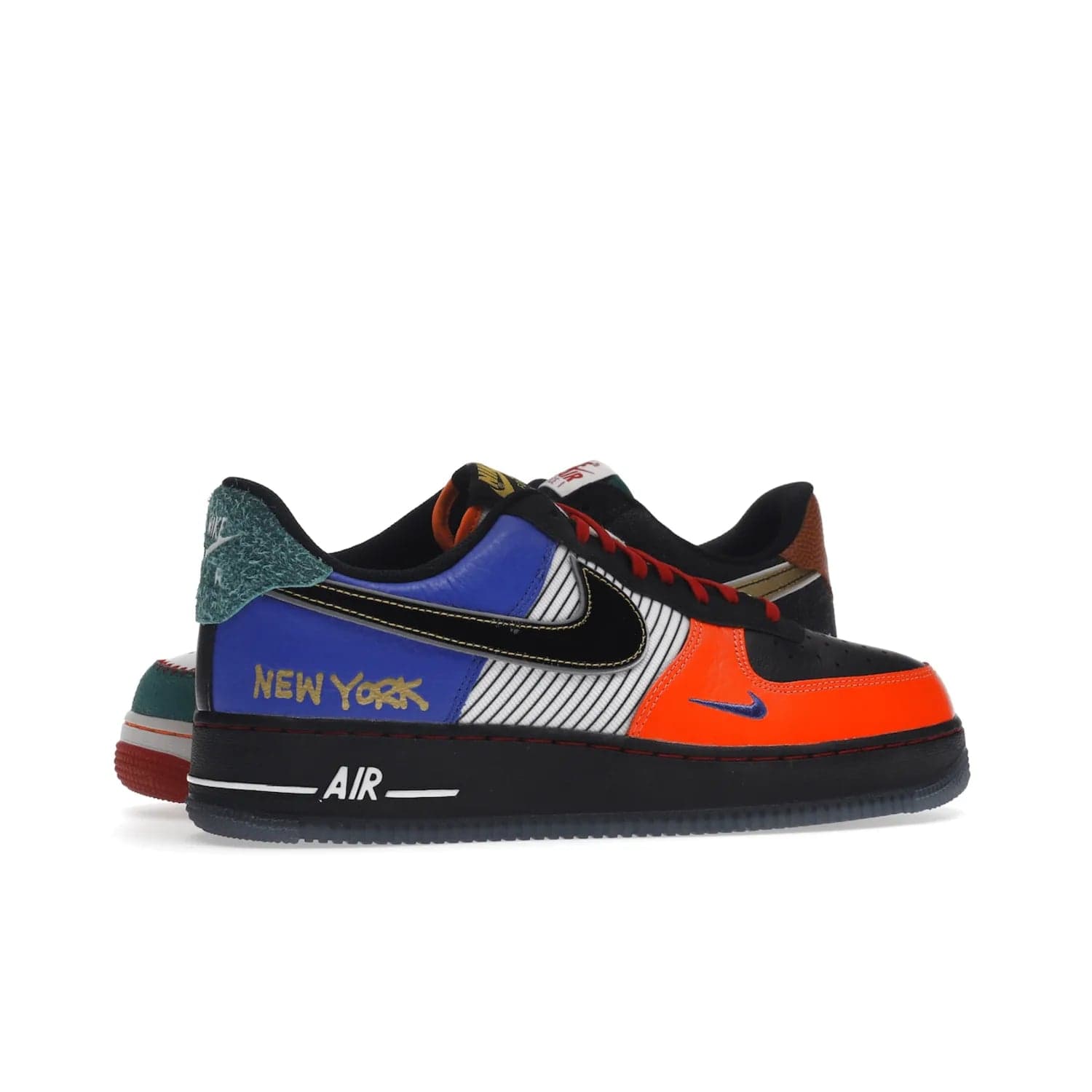 Nike Air Force 1 Low NYC City of Athletes - Image 35 - Only at www.BallersClubKickz.com - Grab the limited edition Nike Air Force 1 Low NYC City of Athletes. This unique design features a combination of leather, suede, denim and basketball synthetic rubber, plus the iconic white & black midsole with semi-translucent outsoles. Released in Oct 2019 - these eye-catching sneakers complete any look.