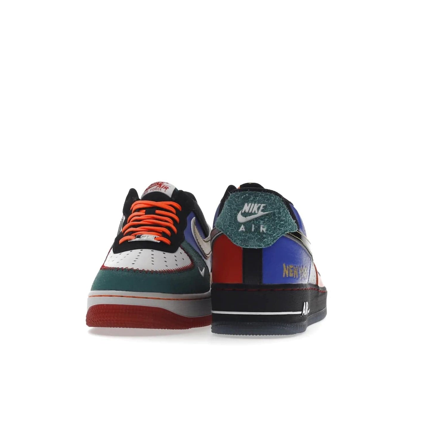 Nike Air Force 1 Low NYC City of Athletes - Image 29 - Only at www.BallersClubKickz.com - Grab the limited edition Nike Air Force 1 Low NYC City of Athletes. This unique design features a combination of leather, suede, denim and basketball synthetic rubber, plus the iconic white & black midsole with semi-translucent outsoles. Released in Oct 2019 - these eye-catching sneakers complete any look.