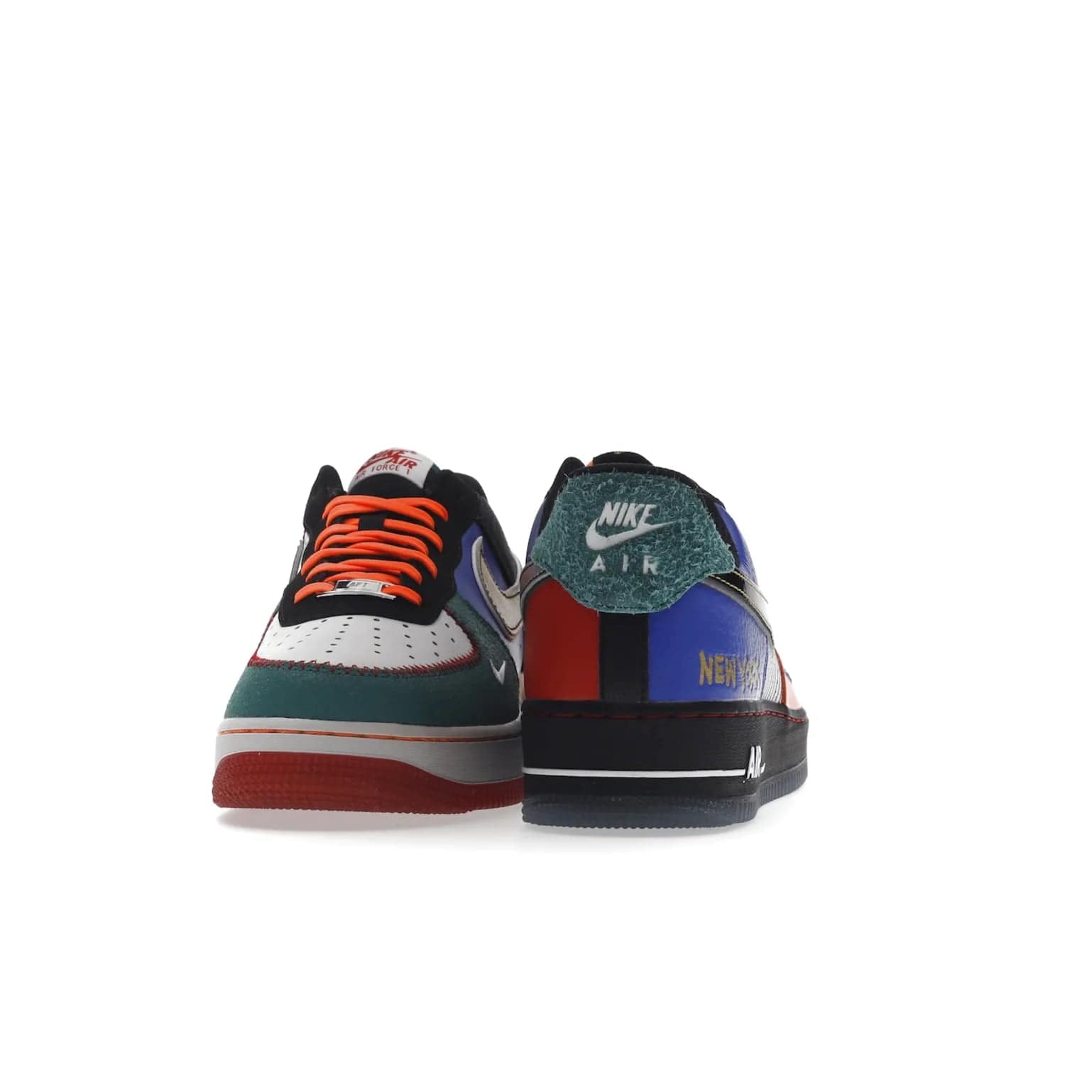 Nike Air Force 1 Low NYC City of Athletes - Image 29 - Only at www.BallersClubKickz.com - Grab the limited edition Nike Air Force 1 Low NYC City of Athletes. This unique design features a combination of leather, suede, denim and basketball synthetic rubber, plus the iconic white & black midsole with semi-translucent outsoles. Released in Oct 2019 - these eye-catching sneakers complete any look.