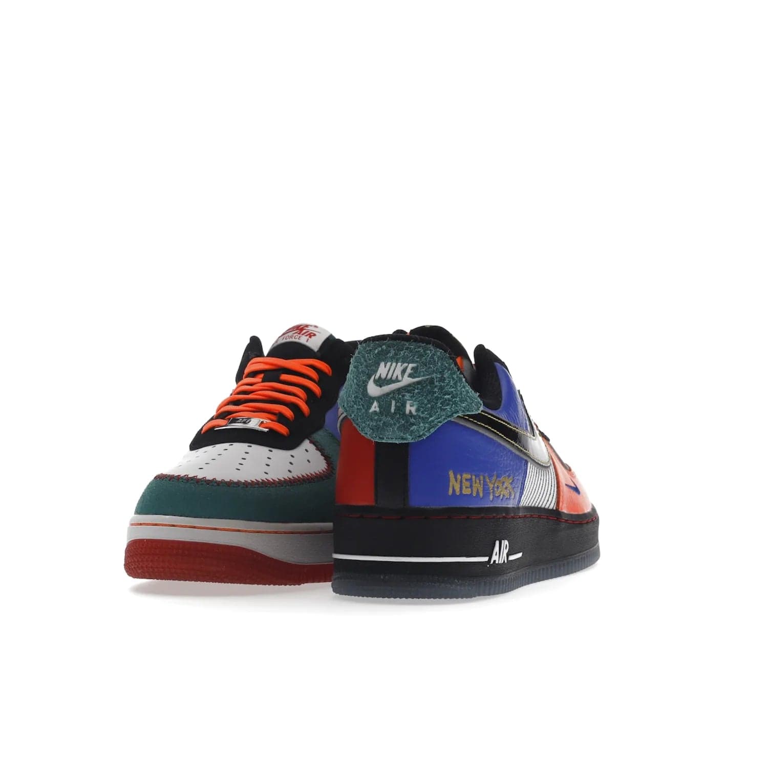 Nike Air Force 1 Low NYC City of Athletes - Image 30 - Only at www.BallersClubKickz.com - Grab the limited edition Nike Air Force 1 Low NYC City of Athletes. This unique design features a combination of leather, suede, denim and basketball synthetic rubber, plus the iconic white & black midsole with semi-translucent outsoles. Released in Oct 2019 - these eye-catching sneakers complete any look.