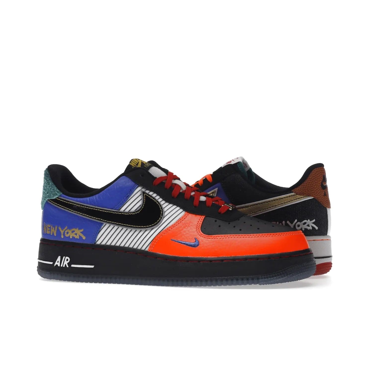 Nike Air Force 1 Low NYC City of Athletes - Image 3 - Only at www.BallersClubKickz.com - Grab the limited edition Nike Air Force 1 Low NYC City of Athletes. This unique design features a combination of leather, suede, denim and basketball synthetic rubber, plus the iconic white & black midsole with semi-translucent outsoles. Released in Oct 2019 - these eye-catching sneakers complete any look.
