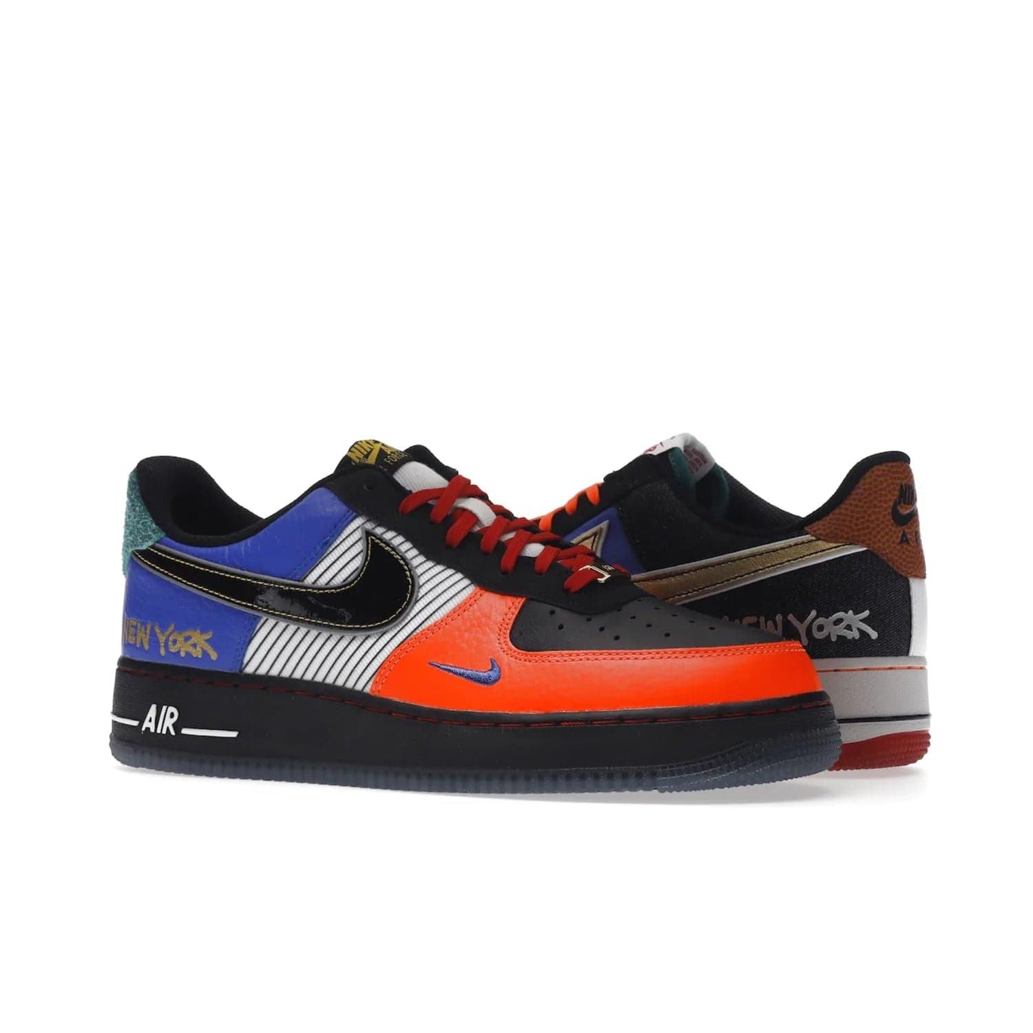 Nike Air Force 1 Low NYC City of Athletes - Image 4 - Only at www.BallersClubKickz.com - Grab the limited edition Nike Air Force 1 Low NYC City of Athletes. This unique design features a combination of leather, suede, denim and basketball synthetic rubber, plus the iconic white & black midsole with semi-translucent outsoles. Released in Oct 2019 - these eye-catching sneakers complete any look.