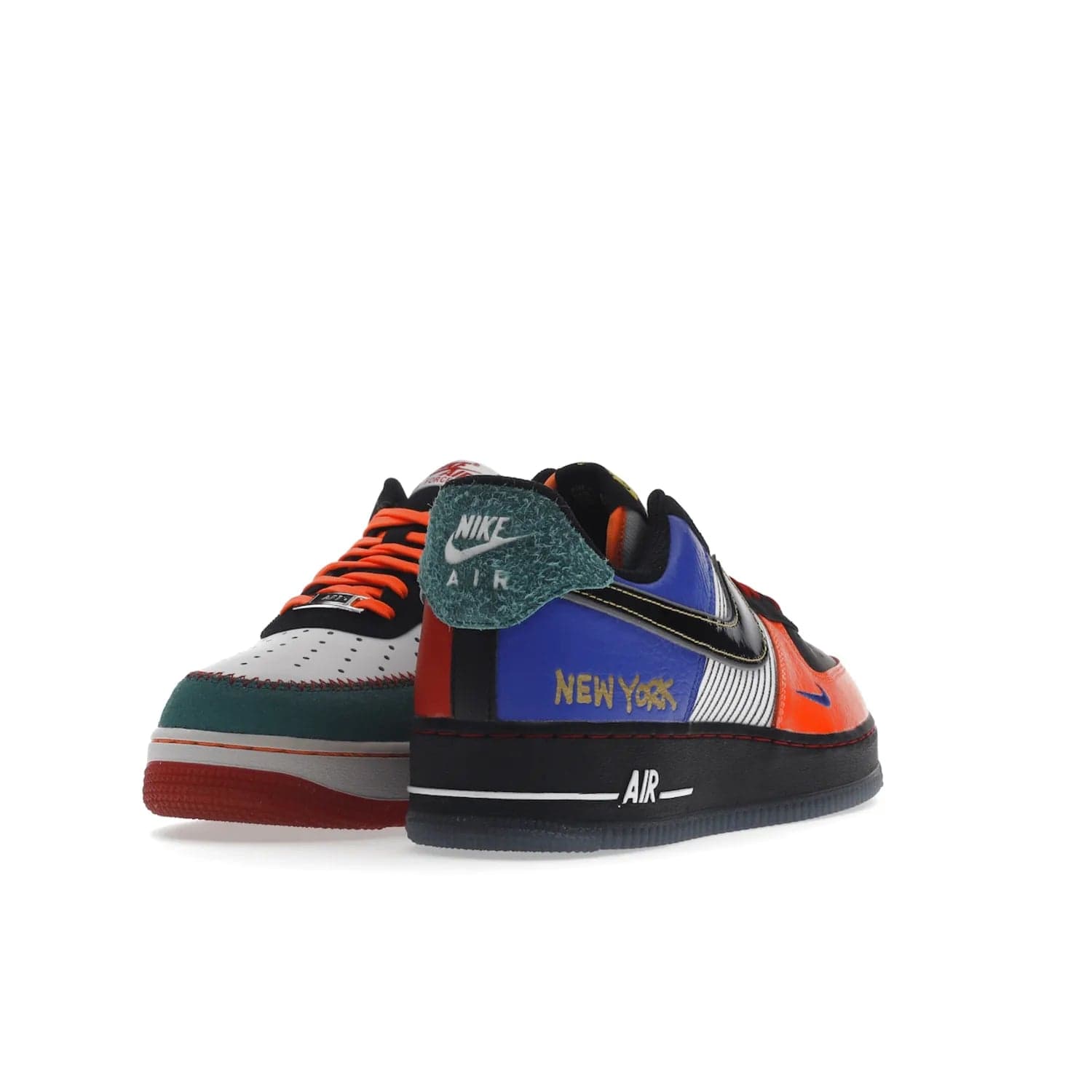 Nike Air Force 1 Low NYC City of Athletes - Image 31 - Only at www.BallersClubKickz.com - Grab the limited edition Nike Air Force 1 Low NYC City of Athletes. This unique design features a combination of leather, suede, denim and basketball synthetic rubber, plus the iconic white & black midsole with semi-translucent outsoles. Released in Oct 2019 - these eye-catching sneakers complete any look.