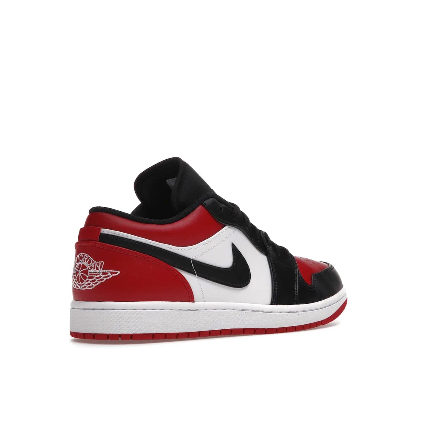 Jordan 1 Low Bred Toe - Image 33 - Only at www.BallersClubKickz.com - Step into the iconic Jordan 1 Retro. Mixing and matching of leather in red, black, and white makes for a unique colorway. Finished off with a Wing logo embroidery & Jumpman label. Comfortable and stylish at an affordable $100, the Jordan 1 Low Bred Toe is perfect for any true sneaker fan.
