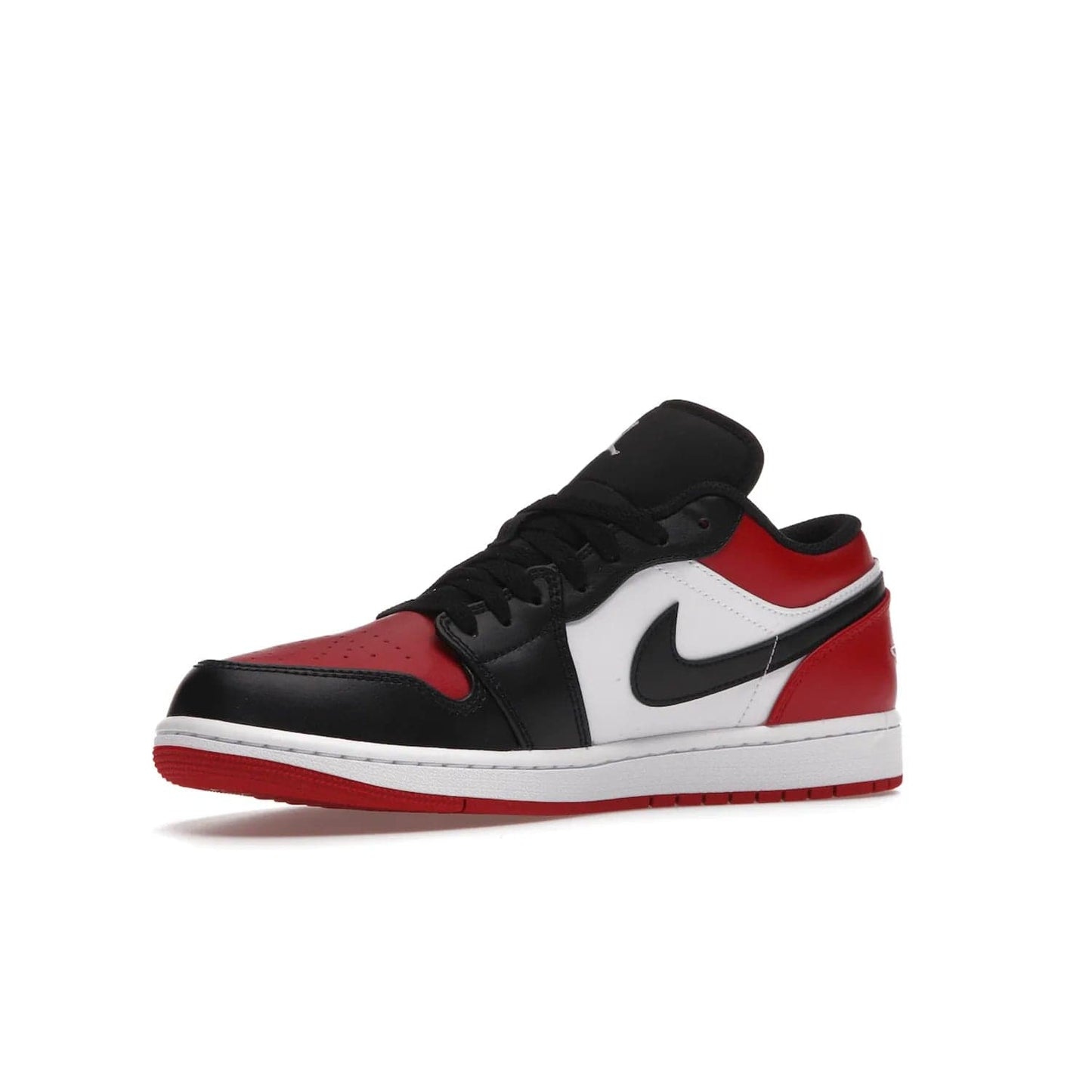 Jordan 1 Low Bred Toe - Image 16 - Only at www.BallersClubKickz.com - Step into the iconic Jordan 1 Retro. Mixing and matching of leather in red, black, and white makes for a unique colorway. Finished off with a Wing logo embroidery & Jumpman label. Comfortable and stylish at an affordable $100, the Jordan 1 Low Bred Toe is perfect for any true sneaker fan.