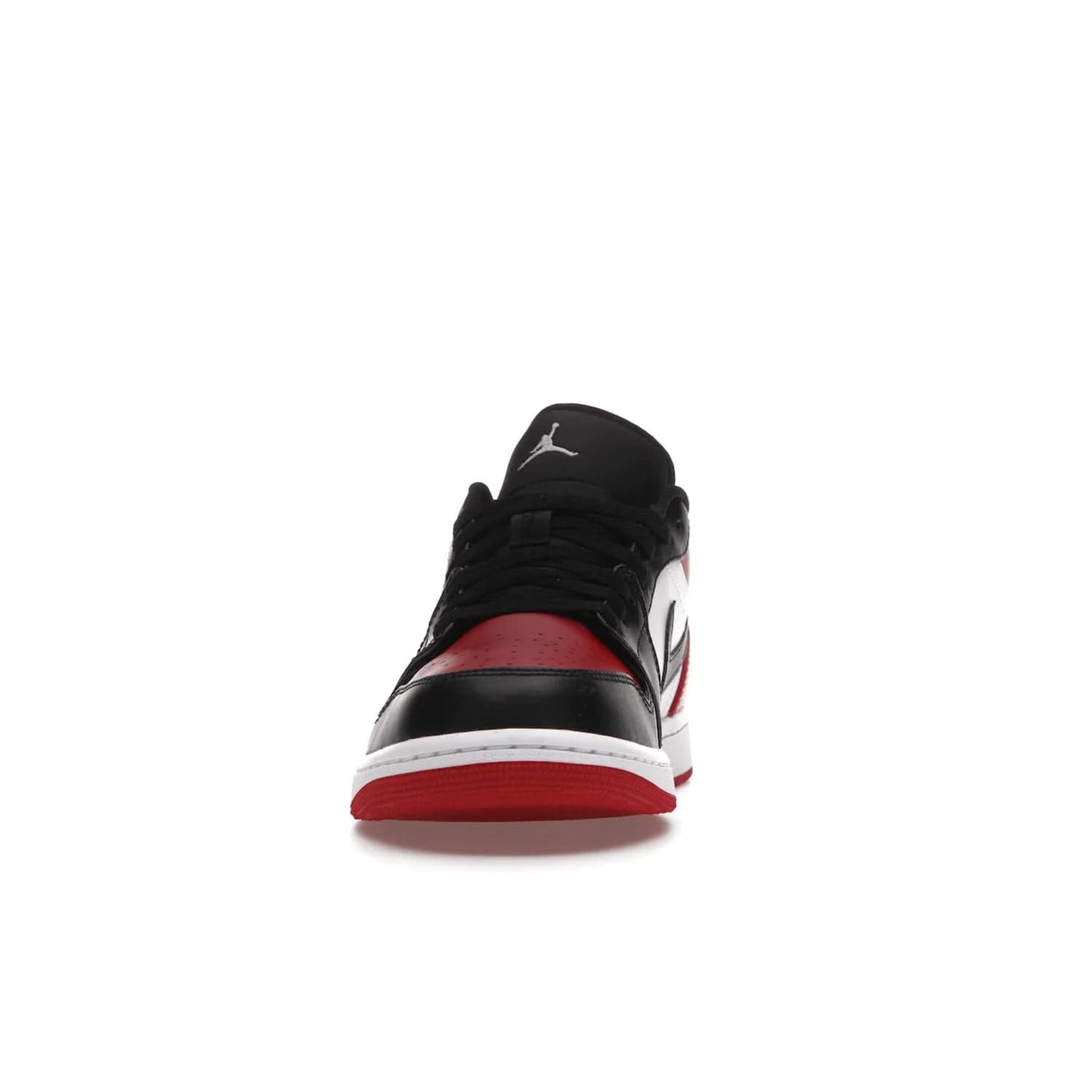 Jordan 1 Low Bred Toe - Image 11 - Only at www.BallersClubKickz.com - Step into the iconic Jordan 1 Retro. Mixing and matching of leather in red, black, and white makes for a unique colorway. Finished off with a Wing logo embroidery & Jumpman label. Comfortable and stylish at an affordable $100, the Jordan 1 Low Bred Toe is perfect for any true sneaker fan.