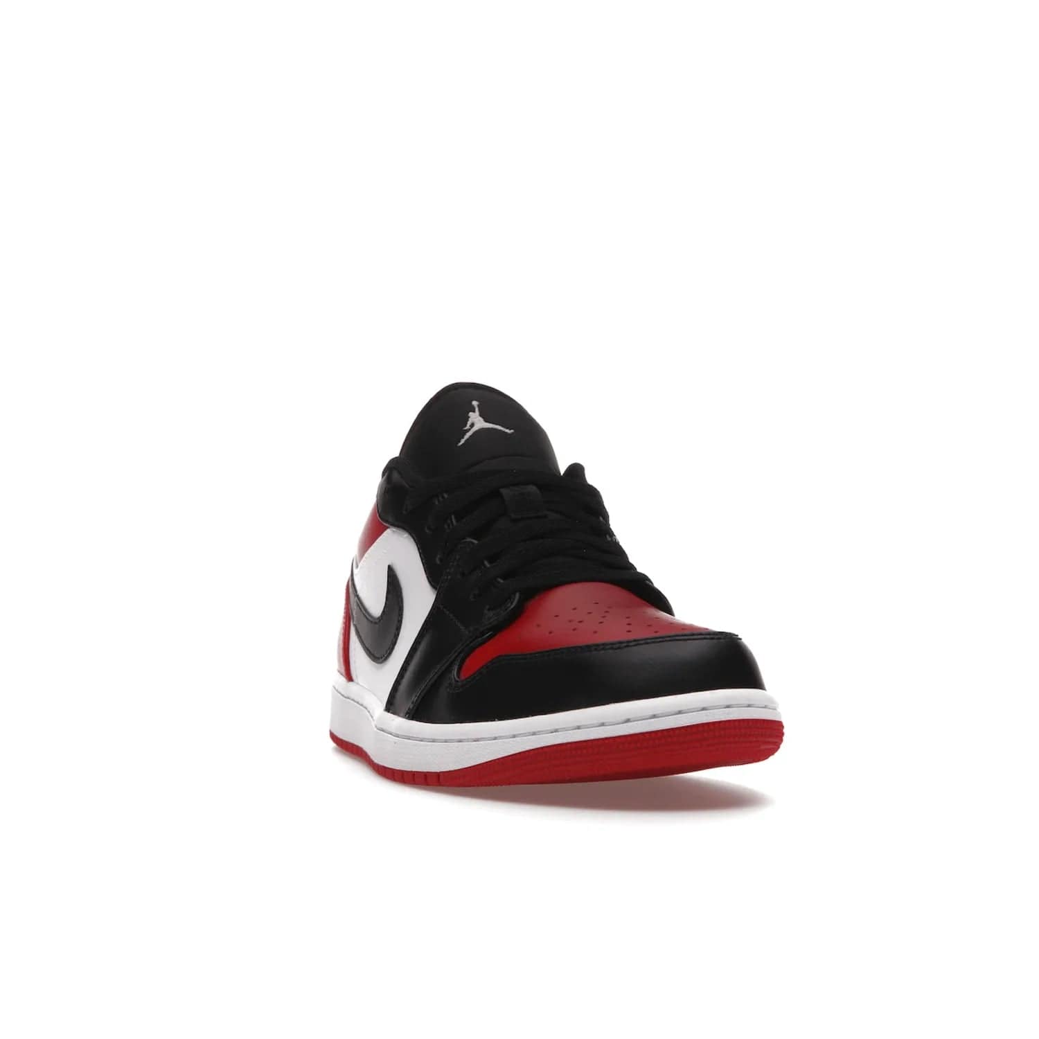Jordan 1 Low Bred Toe - Image 8 - Only at www.BallersClubKickz.com - Step into the iconic Jordan 1 Retro. Mixing and matching of leather in red, black, and white makes for a unique colorway. Finished off with a Wing logo embroidery & Jumpman label. Comfortable and stylish at an affordable $100, the Jordan 1 Low Bred Toe is perfect for any true sneaker fan.