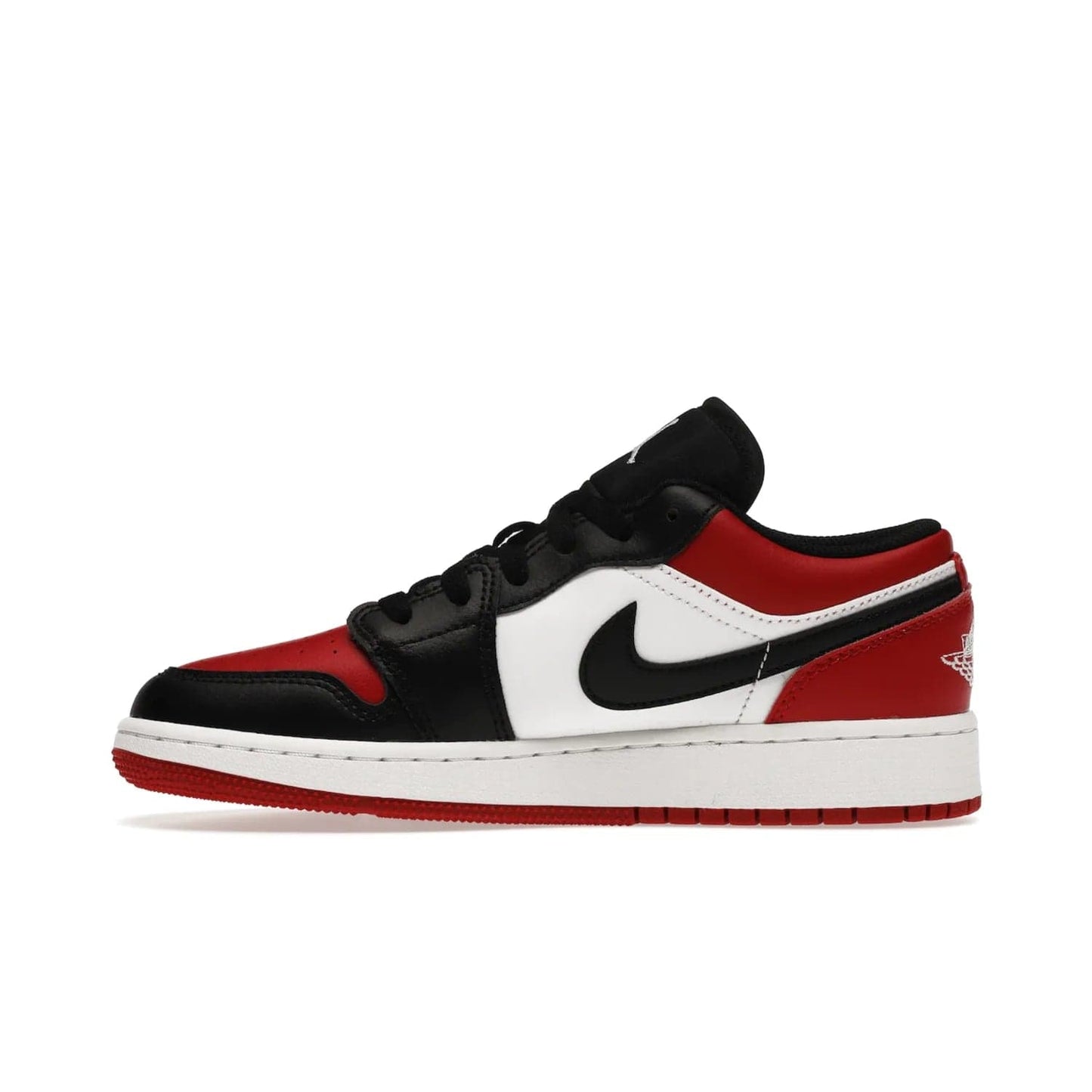 Jordan 1 Low Bred Toe (GS) - Image 19 - Only at www.BallersClubKickz.com - #
Iconic sneaker from Jordan brand with classic colorway, unique detailing & Air Jordan Wings logo. Step into the shoes of the greats with the Jordan 1 Low Bred Toe GS!