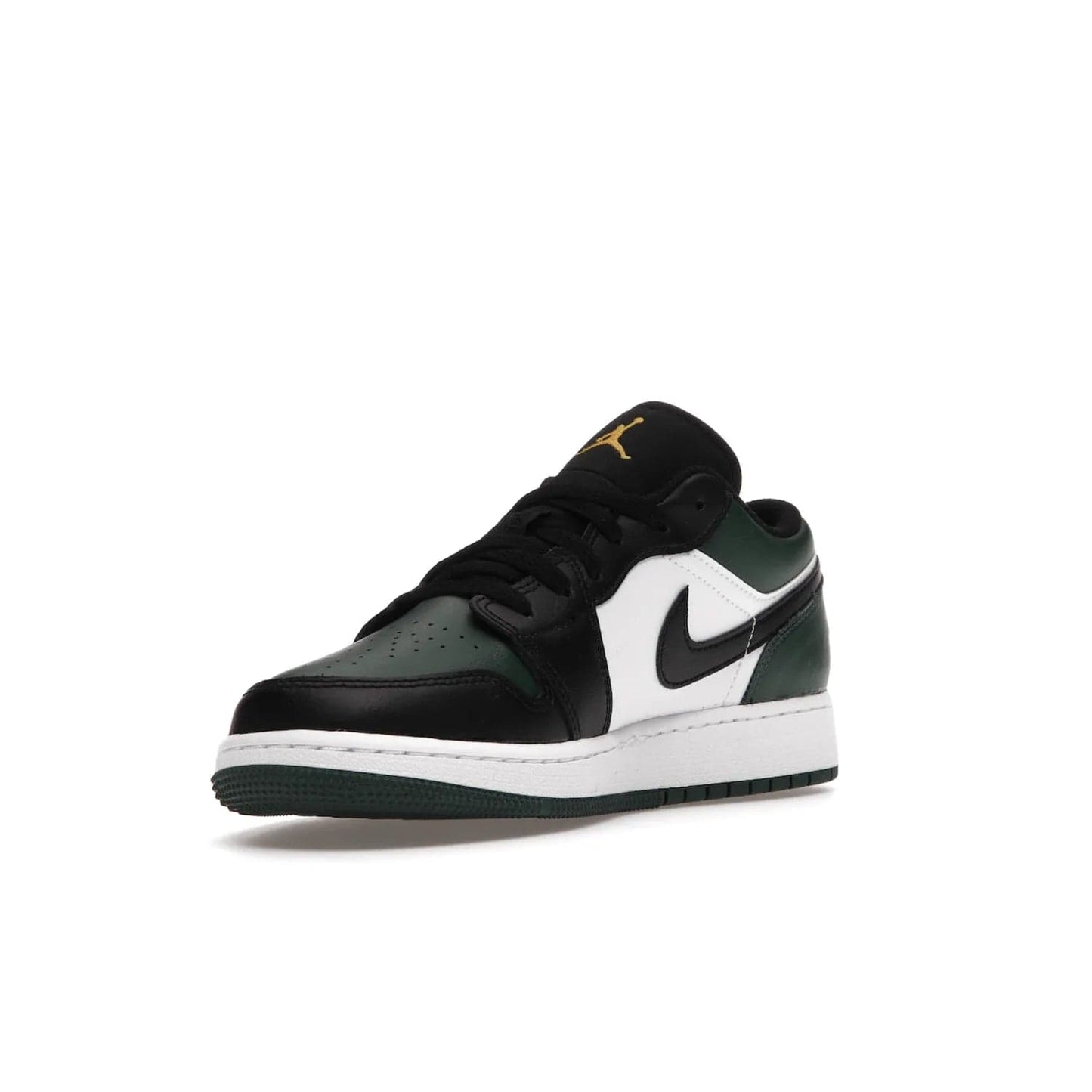 Jordan 1 Low Green Toe (GS) - Image 14 - Only at www.BallersClubKickz.com - Get the perfect low cut Jordans. Shop the Air Jordan 1 Low Noble Green GS shoes with its unique colorway and stencil Jumpman logo. Available October 2021.