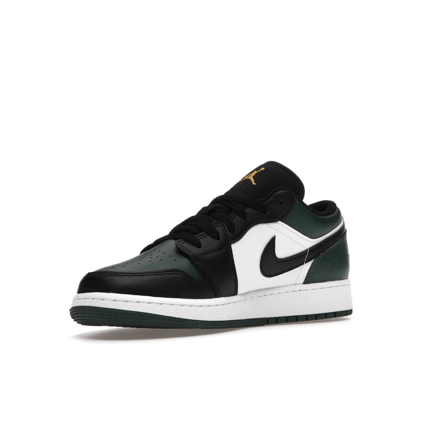 Jordan 1 Low Green Toe (GS) - Image 15 - Only at www.BallersClubKickz.com - Get the perfect low cut Jordans. Shop the Air Jordan 1 Low Noble Green GS shoes with its unique colorway and stencil Jumpman logo. Available October 2021.