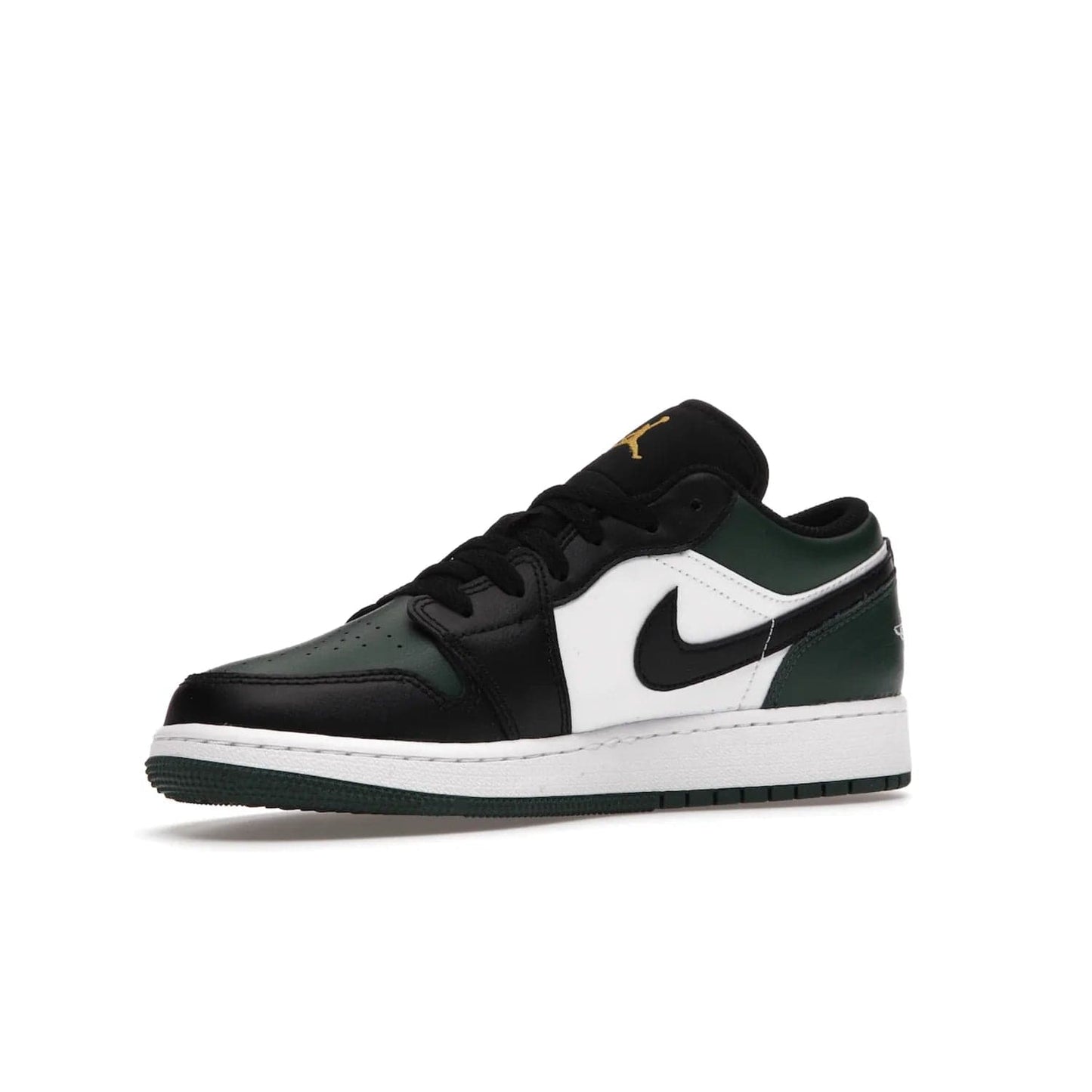 Jordan 1 Low Green Toe (GS) - Image 16 - Only at www.BallersClubKickz.com - Get the perfect low cut Jordans. Shop the Air Jordan 1 Low Noble Green GS shoes with its unique colorway and stencil Jumpman logo. Available October 2021.