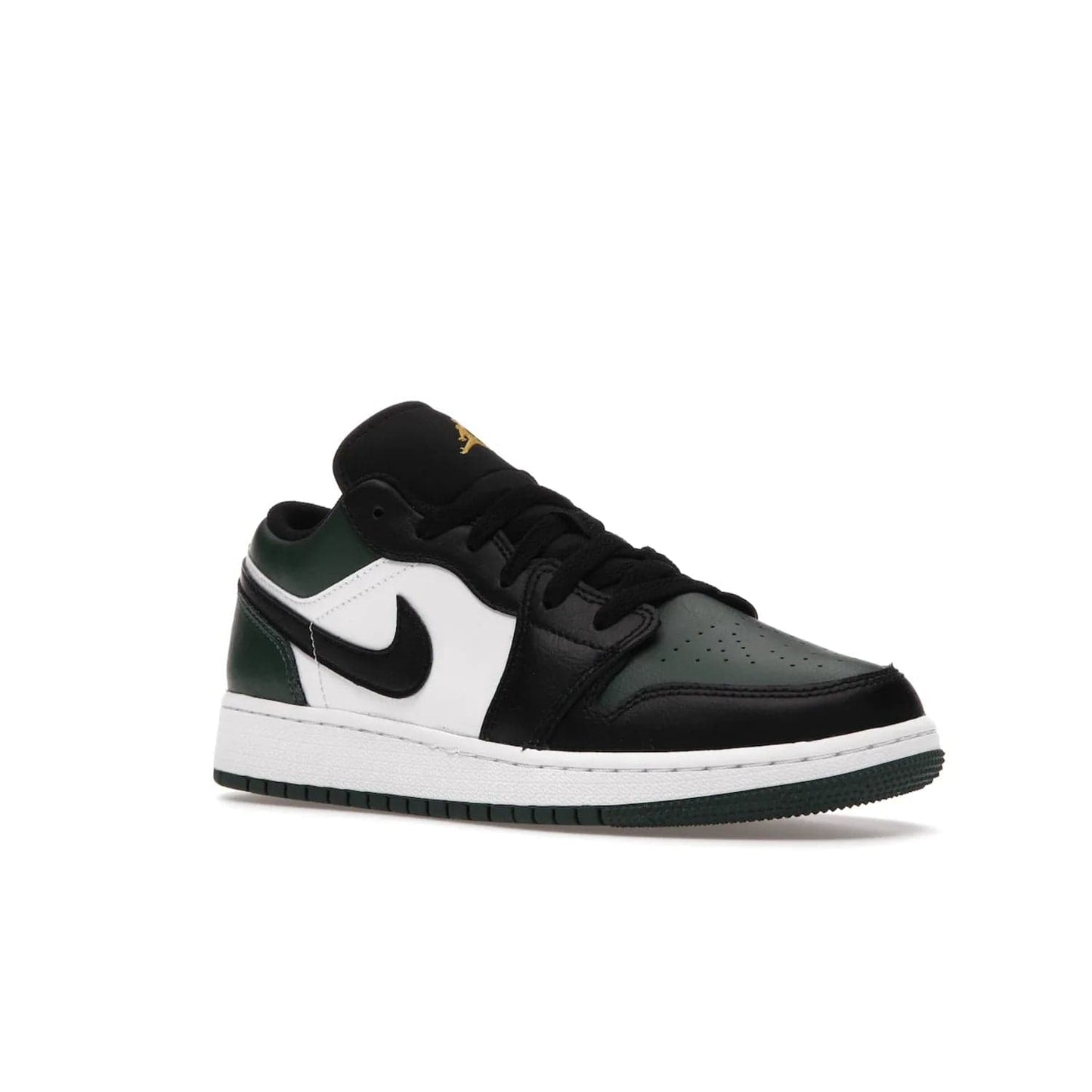 Jordan 1 Low Green Toe (GS) - Image 5 - Only at www.BallersClubKickz.com - Get the perfect low cut Jordans. Shop the Air Jordan 1 Low Noble Green GS shoes with its unique colorway and stencil Jumpman logo. Available October 2021.