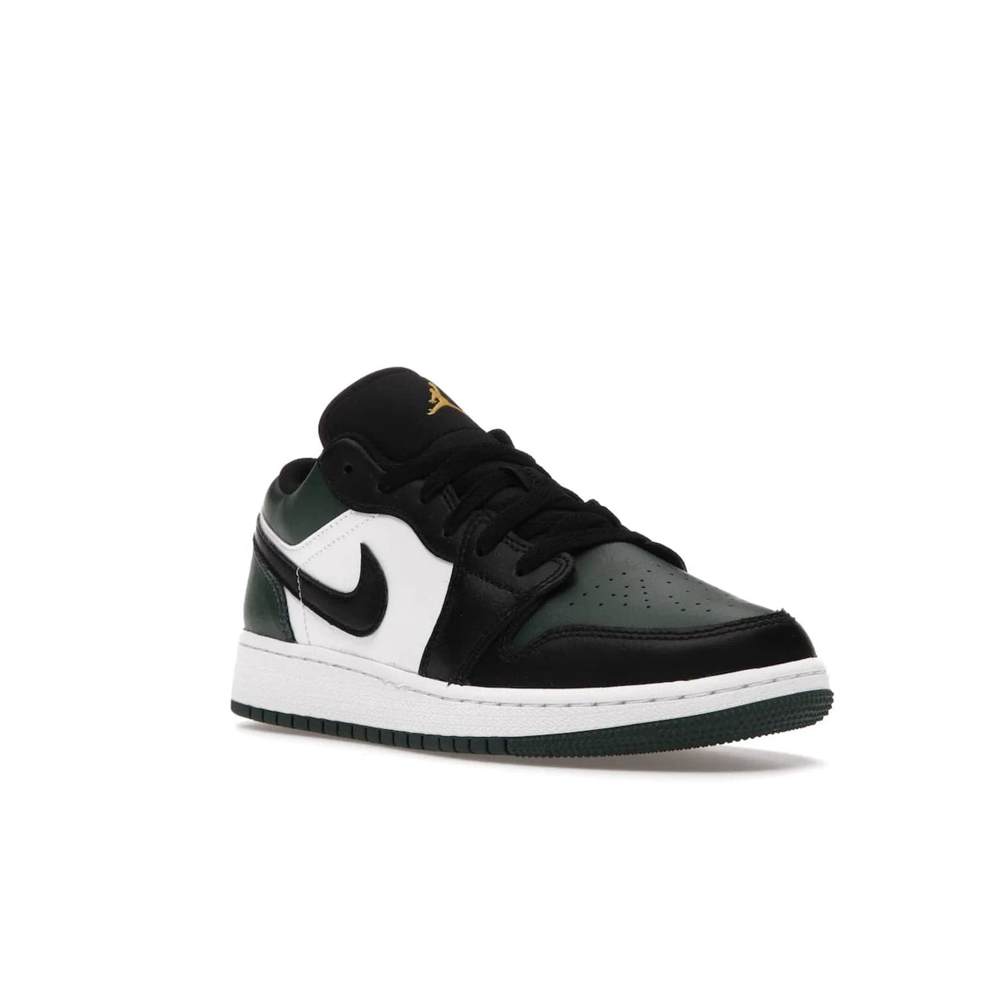Jordan 1 Low Green Toe (GS) - Image 6 - Only at www.BallersClubKickz.com - Get the perfect low cut Jordans. Shop the Air Jordan 1 Low Noble Green GS shoes with its unique colorway and stencil Jumpman logo. Available October 2021.