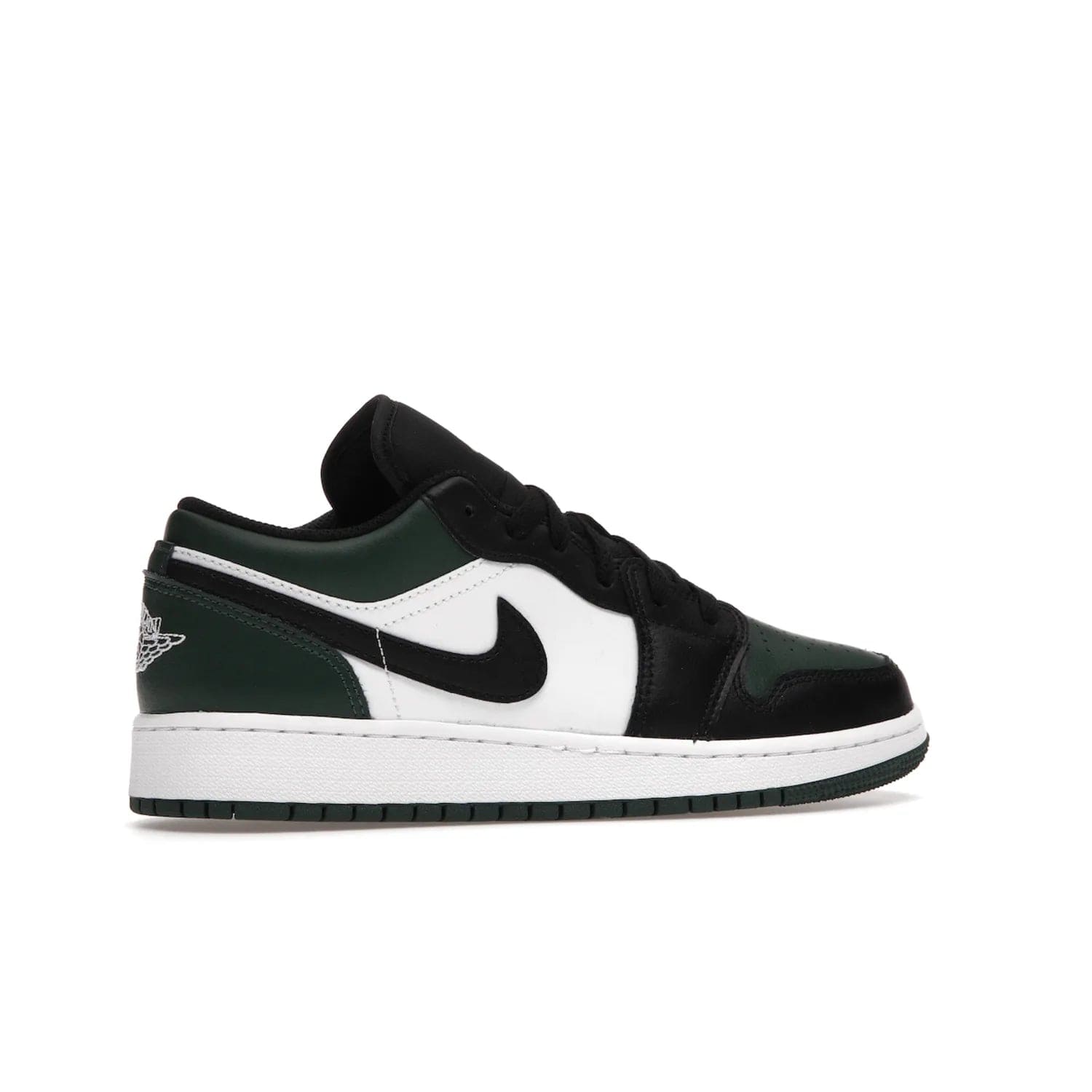 Jordan 1 Low Green Toe (GS) - Image 35 - Only at www.BallersClubKickz.com - Get the perfect low cut Jordans. Shop the Air Jordan 1 Low Noble Green GS shoes with its unique colorway and stencil Jumpman logo. Available October 2021.