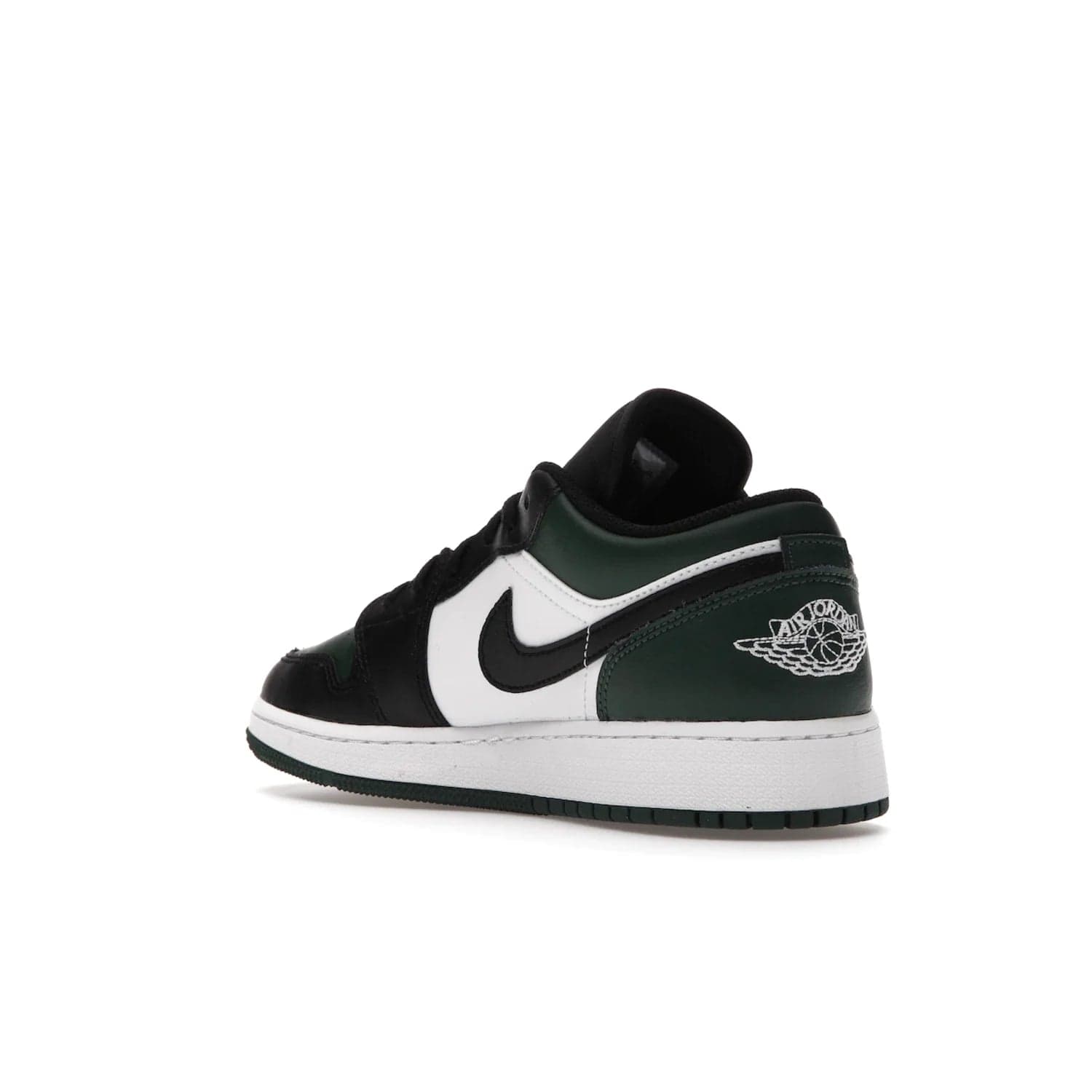 Jordan 1 Low Green Toe (GS) - Image 24 - Only at www.BallersClubKickz.com - Get the perfect low cut Jordans. Shop the Air Jordan 1 Low Noble Green GS shoes with its unique colorway and stencil Jumpman logo. Available October 2021.