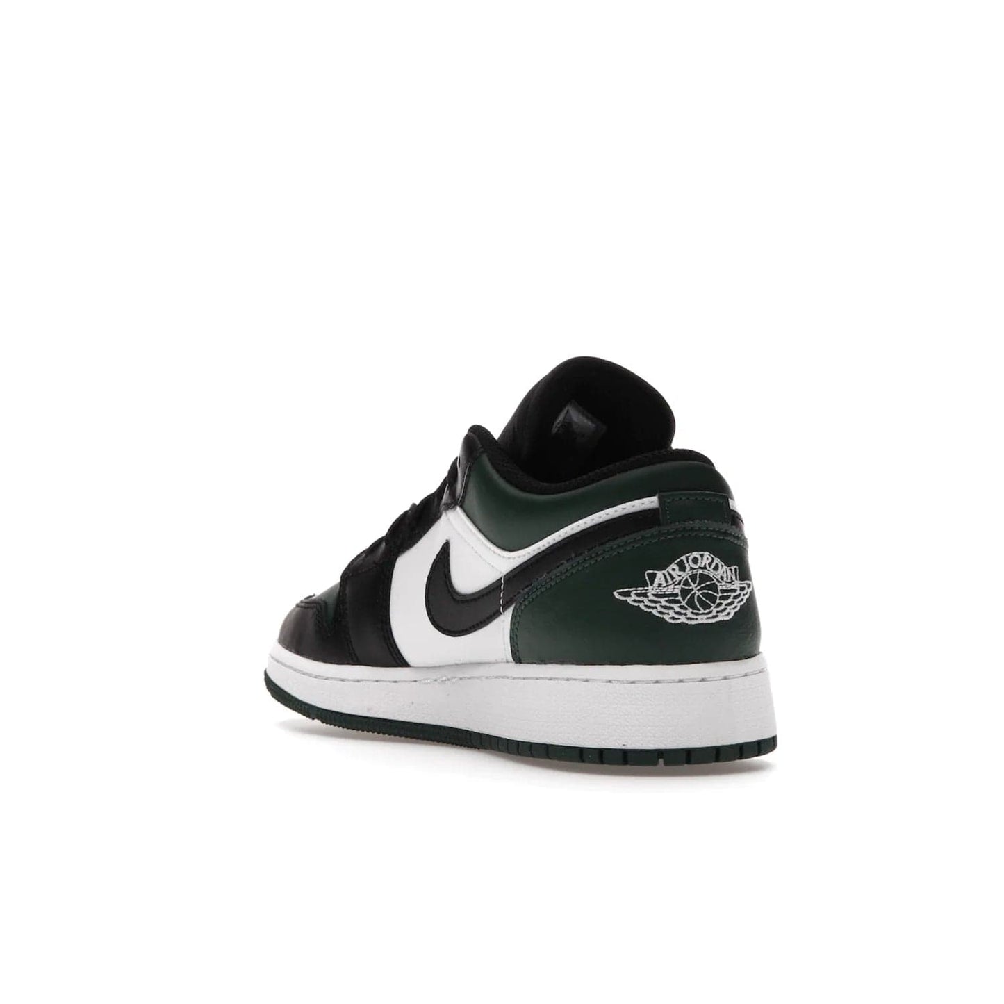Jordan 1 Low Green Toe (GS) - Image 25 - Only at www.BallersClubKickz.com - Get the perfect low cut Jordans. Shop the Air Jordan 1 Low Noble Green GS shoes with its unique colorway and stencil Jumpman logo. Available October 2021.