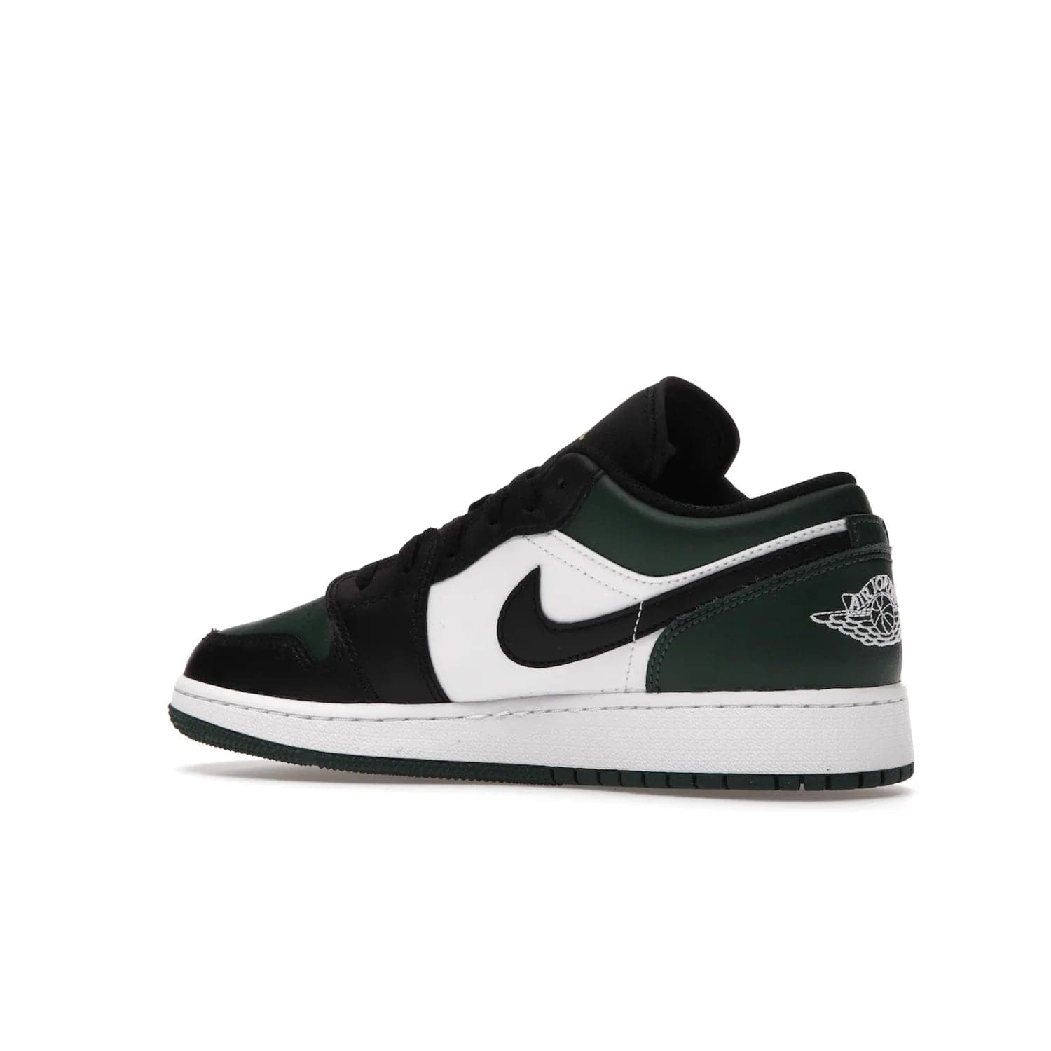 Jordan 1 Low Green Toe (GS) - Image 22 - Only at www.BallersClubKickz.com - Get the perfect low cut Jordans. Shop the Air Jordan 1 Low Noble Green GS shoes with its unique colorway and stencil Jumpman logo. Available October 2021.