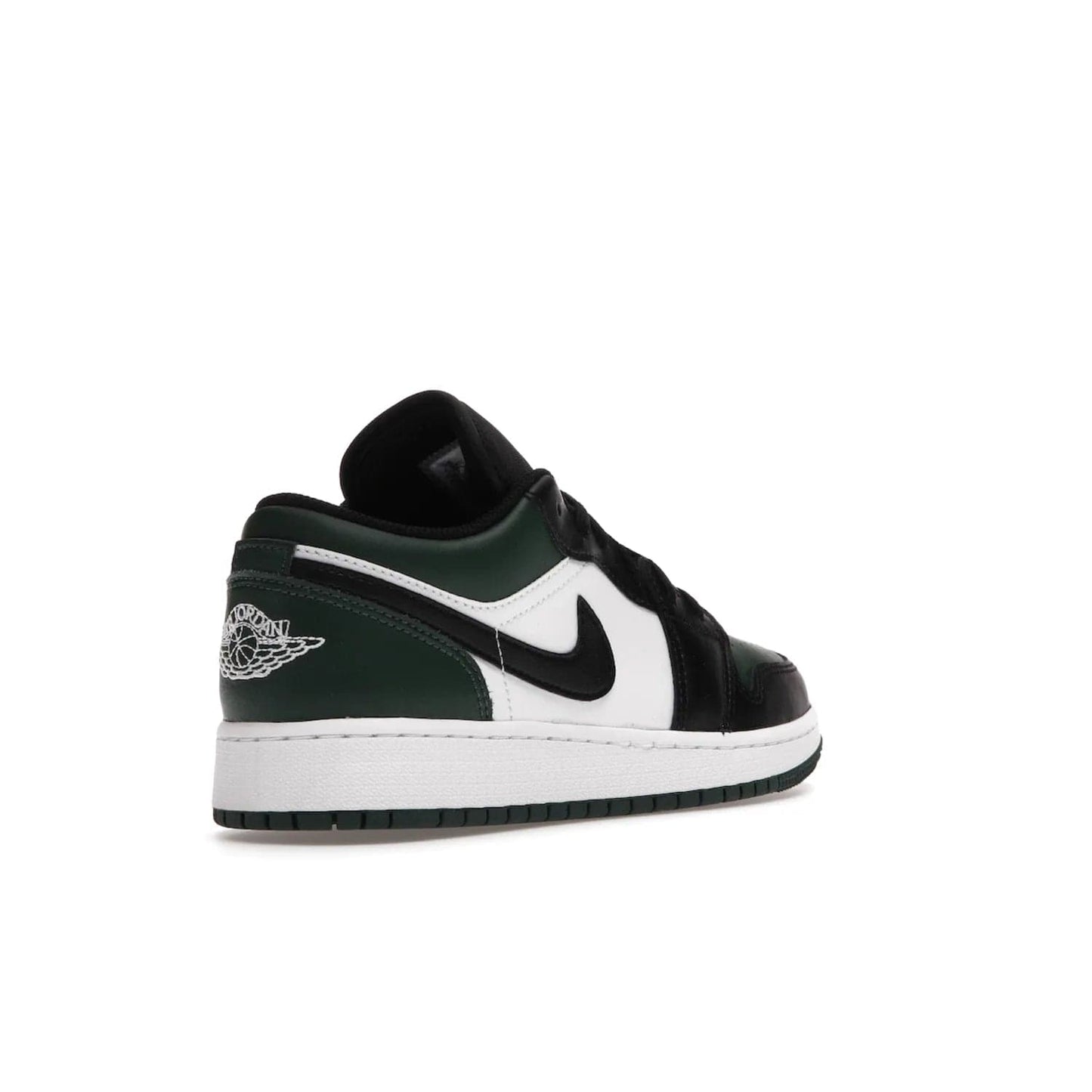 Jordan 1 Low Green Toe (GS) - Image 32 - Only at www.BallersClubKickz.com - Get the perfect low cut Jordans. Shop the Air Jordan 1 Low Noble Green GS shoes with its unique colorway and stencil Jumpman logo. Available October 2021.