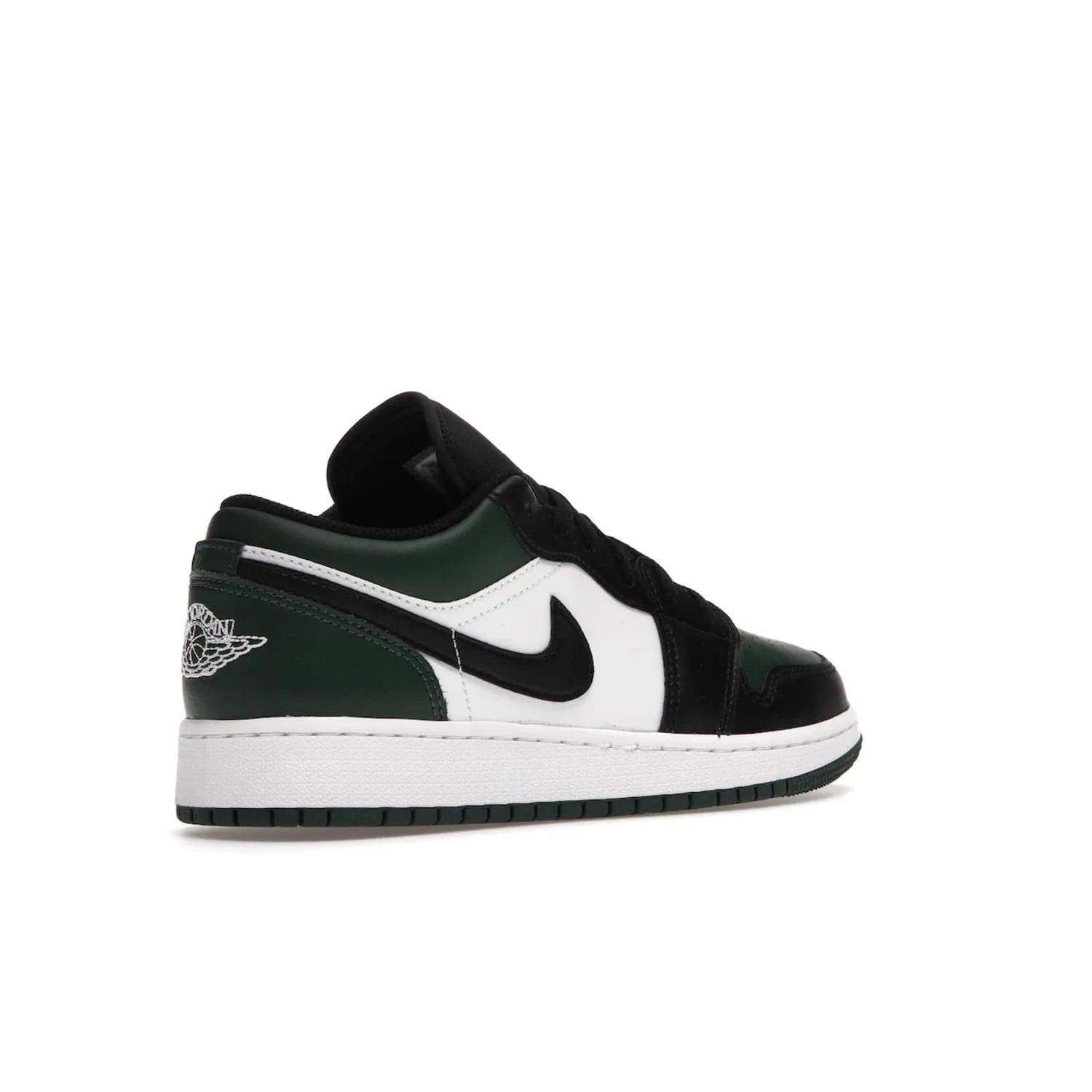 Jordan 1 Low Green Toe (GS) - Image 33 - Only at www.BallersClubKickz.com - Get the perfect low cut Jordans. Shop the Air Jordan 1 Low Noble Green GS shoes with its unique colorway and stencil Jumpman logo. Available October 2021.