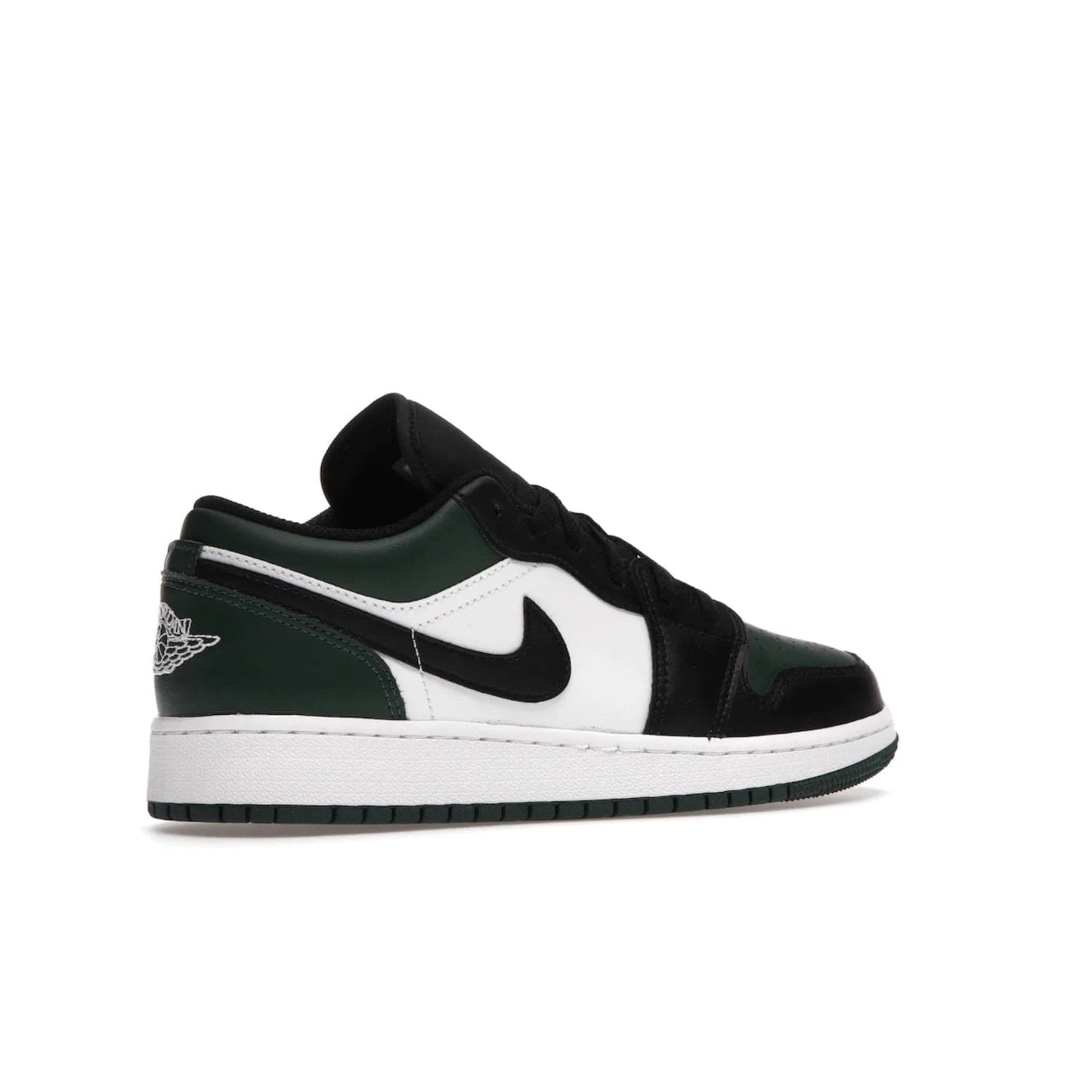 Jordan 1 Low Green Toe (GS) - Image 34 - Only at www.BallersClubKickz.com - Get the perfect low cut Jordans. Shop the Air Jordan 1 Low Noble Green GS shoes with its unique colorway and stencil Jumpman logo. Available October 2021.