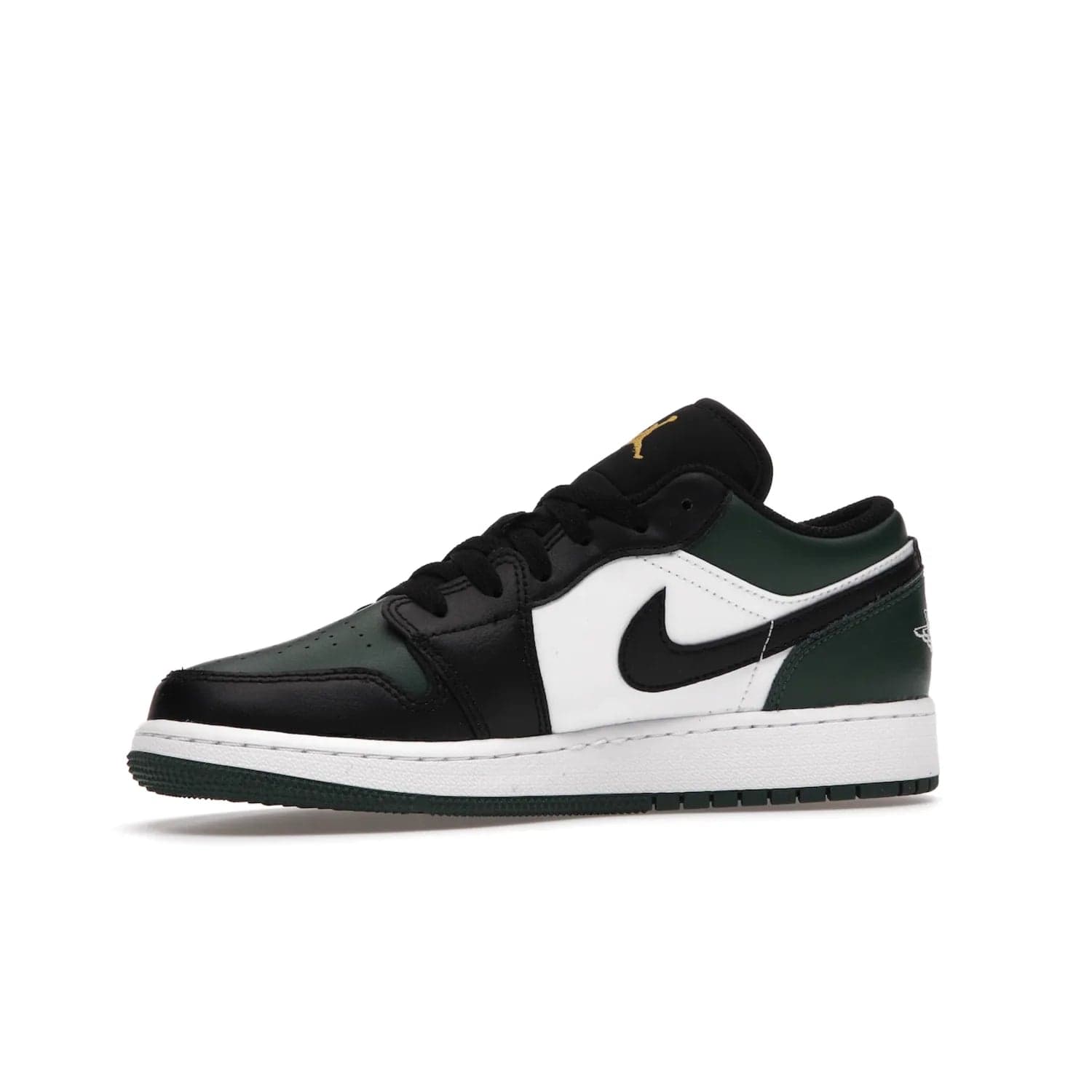 Jordan 1 Low Green Toe (GS) - Image 17 - Only at www.BallersClubKickz.com - Get the perfect low cut Jordans. Shop the Air Jordan 1 Low Noble Green GS shoes with its unique colorway and stencil Jumpman logo. Available October 2021.