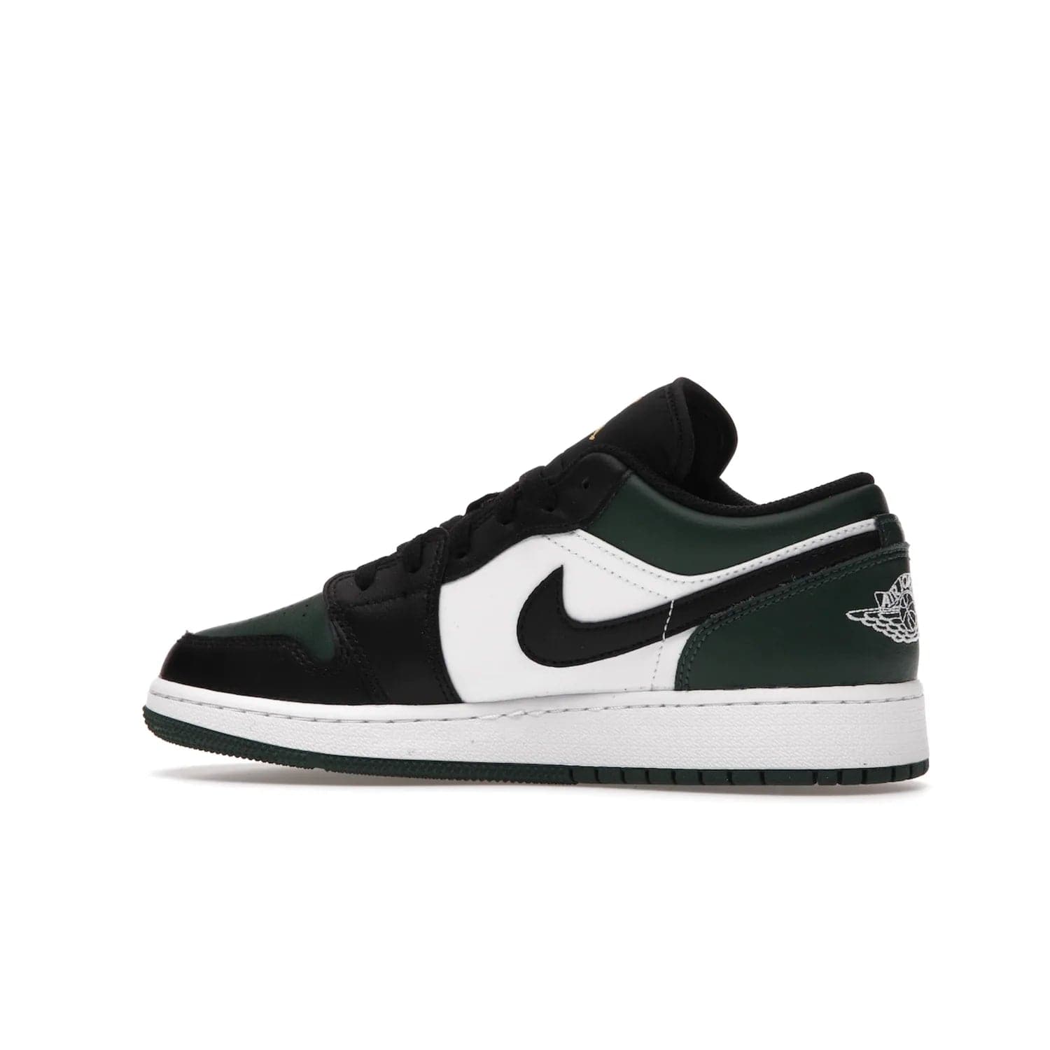 Jordan 1 Low Green Toe (GS) - Image 21 - Only at www.BallersClubKickz.com - Get the perfect low cut Jordans. Shop the Air Jordan 1 Low Noble Green GS shoes with its unique colorway and stencil Jumpman logo. Available October 2021.