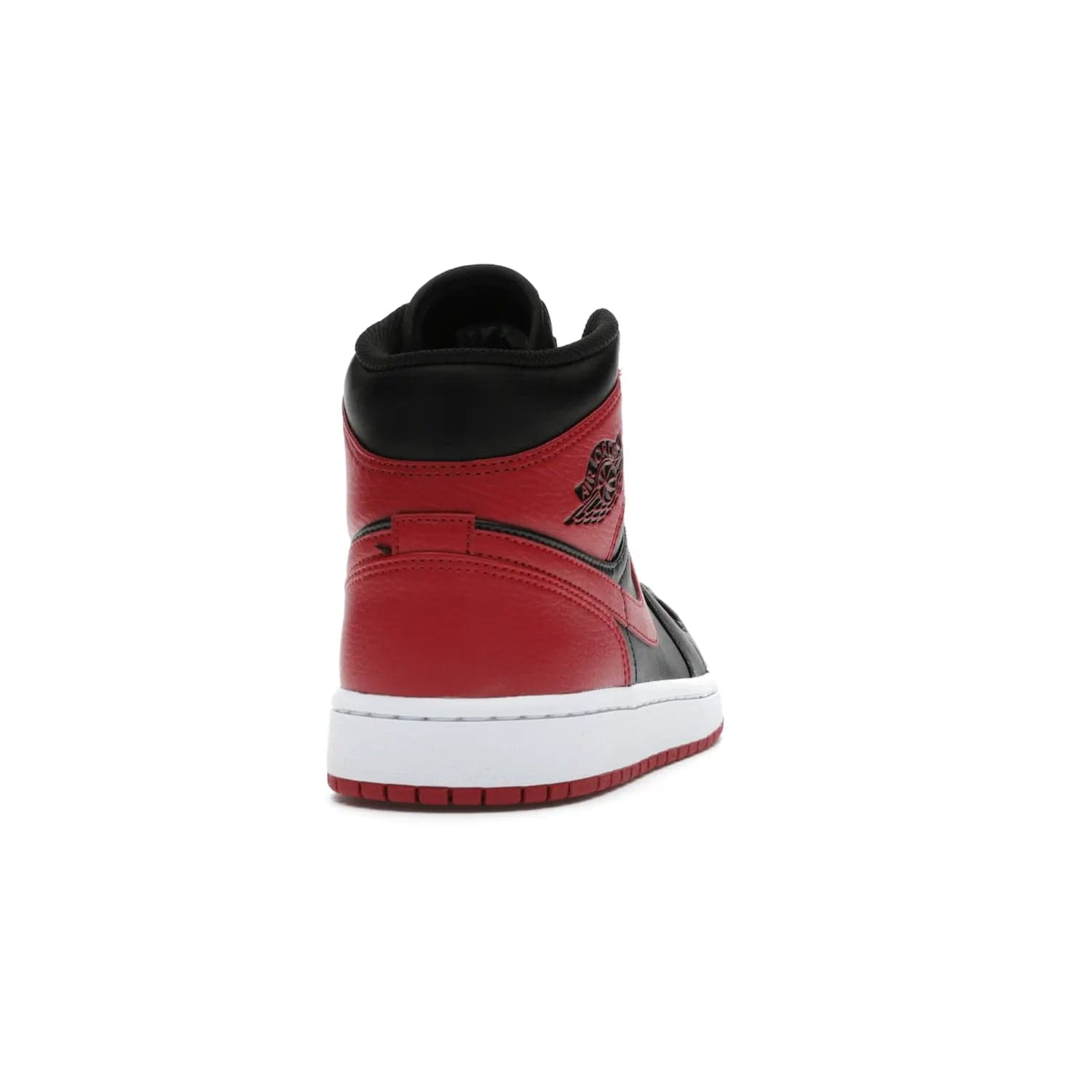 Jordan 1 Mid Banned (2020) - Image 29 - Only at www.BallersClubKickz.com - The Air Jordan 1 Mid Banned (2020) brings a modern twist to the classic Banned colorway. Features full-grain black and red leather uppers, red leather around the toe, collar, heel, & Swoosh. Release November 2021 for $110.