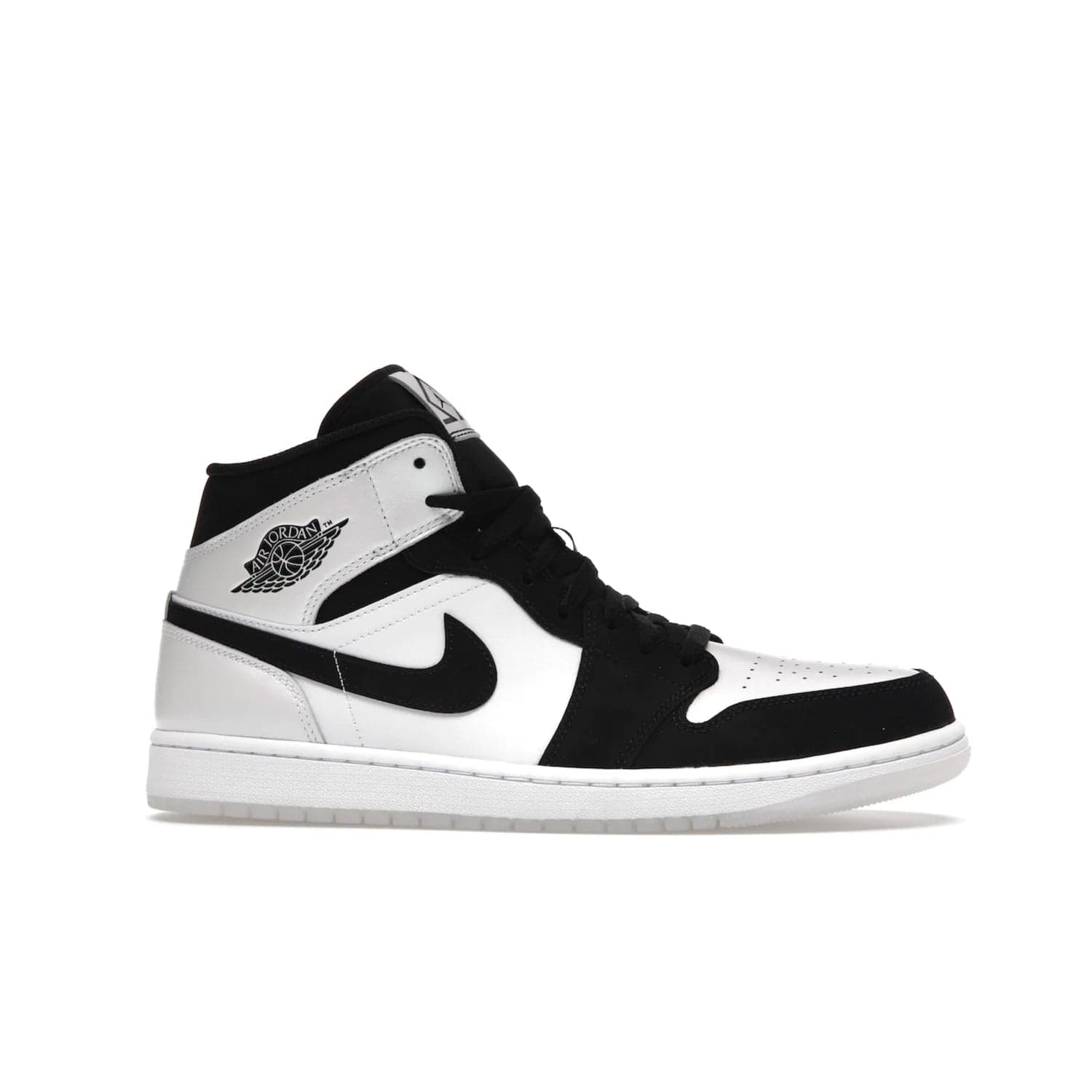 Jordan 1 Mid Diamond Shorts - Image 2 - Only at www.BallersClubKickz.com - Classic style for any occasion. Air Jordan 1 Mid Diamond shorts with white leather upper, black Durabuck overlays, Wings logo, Jumpman woven label and semi-translucent outsoles.