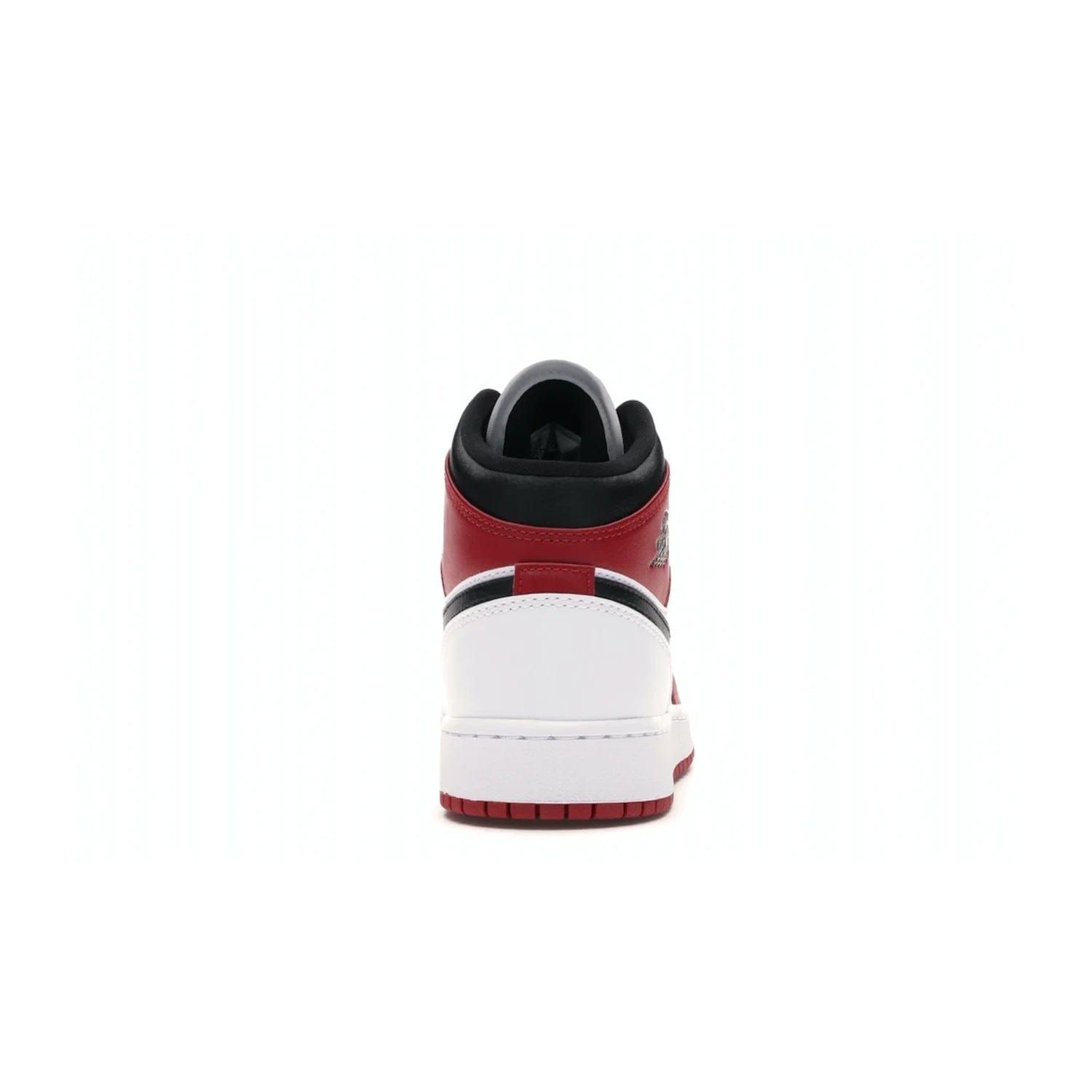 Jordan 1 Mid Chicago (2020) (GS) - Image 28 - Only at www.BallersClubKickz.com - The Kids Air Jordan 1 Mid Chicago 2020 is a stylish sneaker with classic Jordan features. White, red and black color scheme with iconic Wings and Swoosh logos, padded ankle support, white midsole with Air tech and black cotton laces. Sure to become an instant classic. July 2020 release.