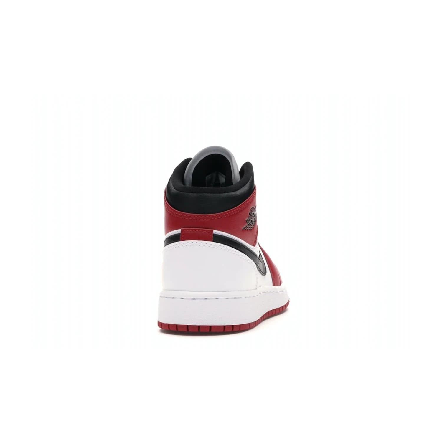 Jordan 1 Mid Chicago (2020) (GS) - Image 29 - Only at www.BallersClubKickz.com - The Kids Air Jordan 1 Mid Chicago 2020 is a stylish sneaker with classic Jordan features. White, red and black color scheme with iconic Wings and Swoosh logos, padded ankle support, white midsole with Air tech and black cotton laces. Sure to become an instant classic. July 2020 release.