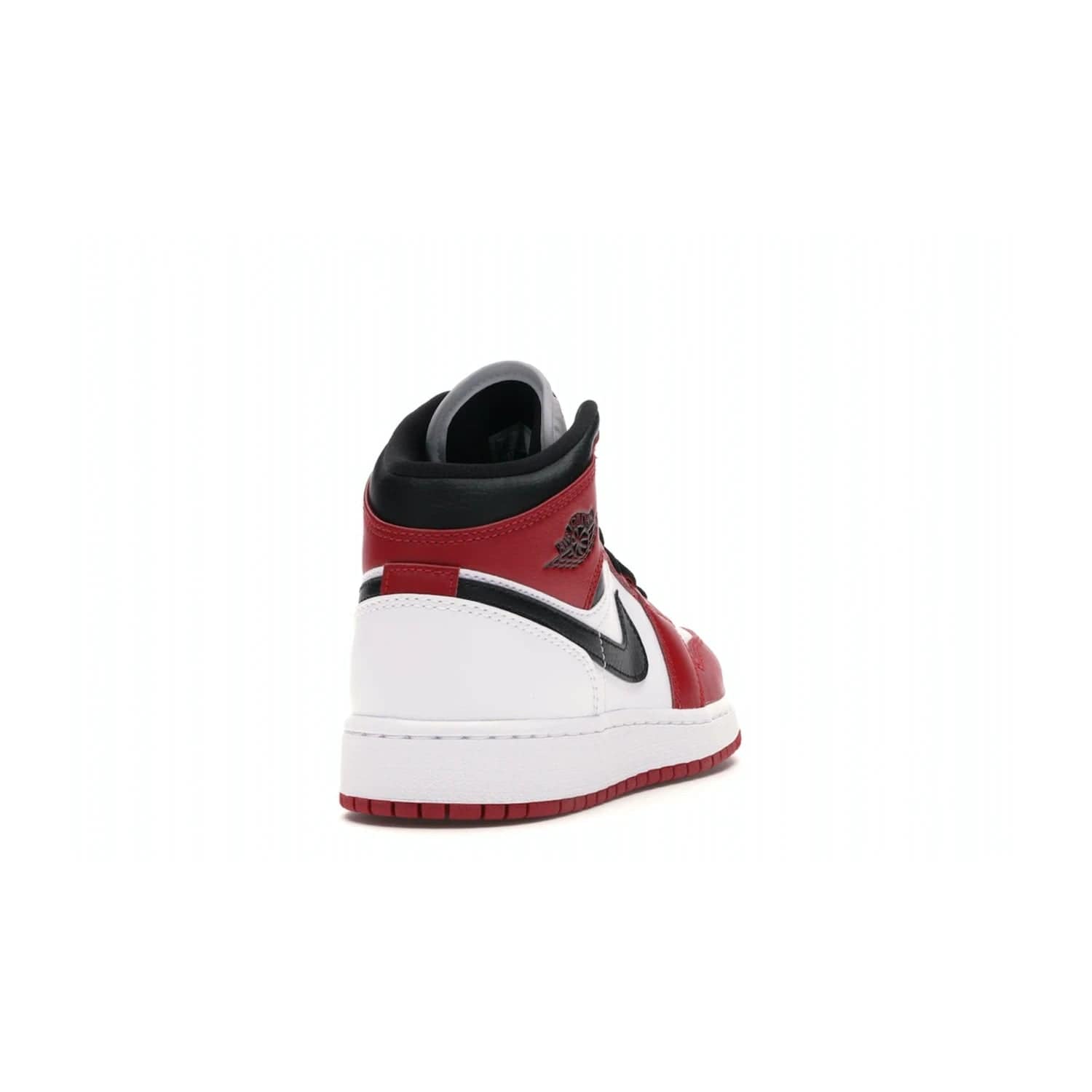 Jordan 1 Mid Chicago (2020) (GS) - Image 30 - Only at www.BallersClubKickz.com - The Kids Air Jordan 1 Mid Chicago 2020 is a stylish sneaker with classic Jordan features. White, red and black color scheme with iconic Wings and Swoosh logos, padded ankle support, white midsole with Air tech and black cotton laces. Sure to become an instant classic. July 2020 release.