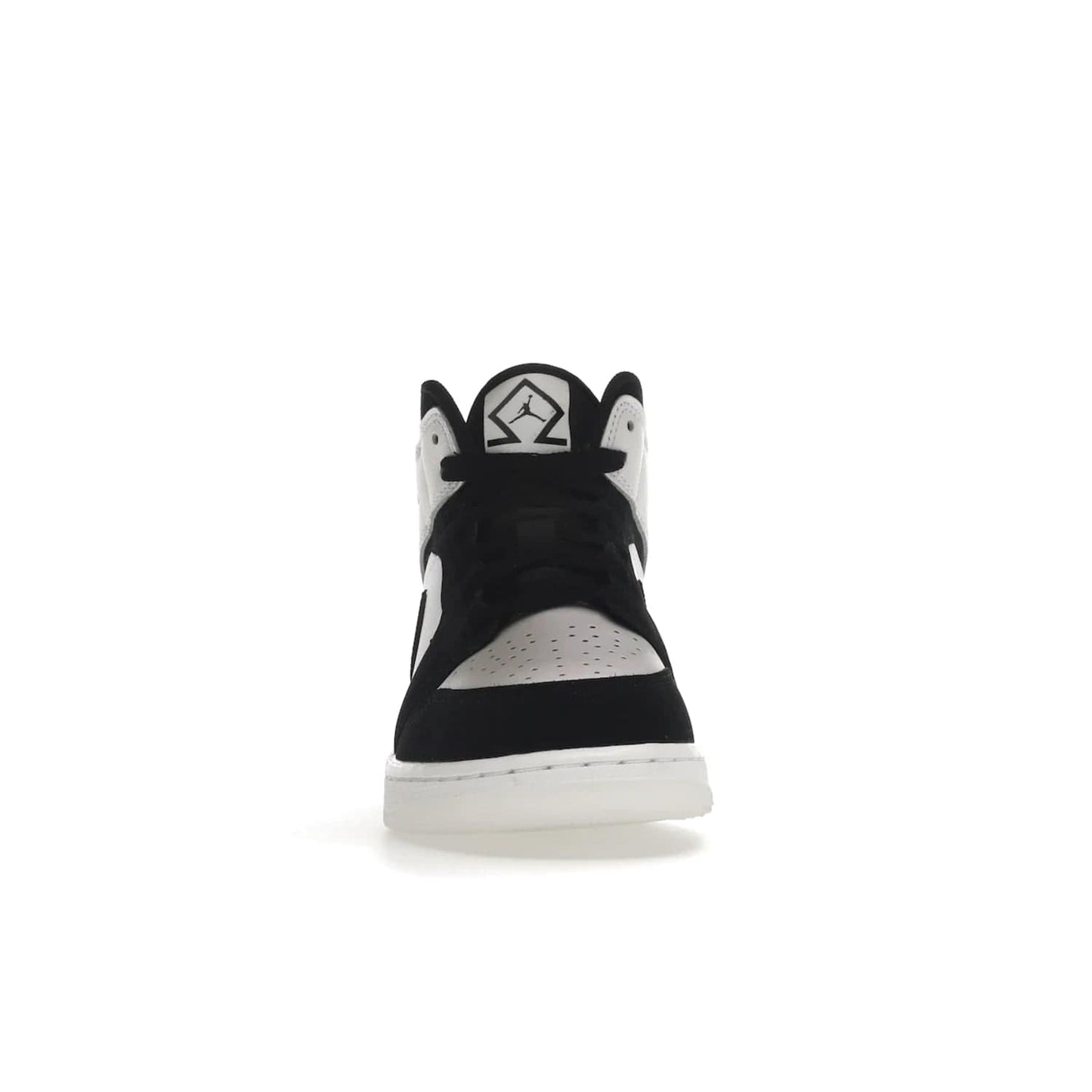 Jordan 1 Mid Diamond Shorts (GS) - Image 10 - Only at www.BallersClubKickz.com - Get the Jordan 1 Mid Diamond Shorts GS on 9th Feb 2022! Features a white, black & suede design with nylon tongue, stamped wings logo, rubber midsole & outsole. Only $100!