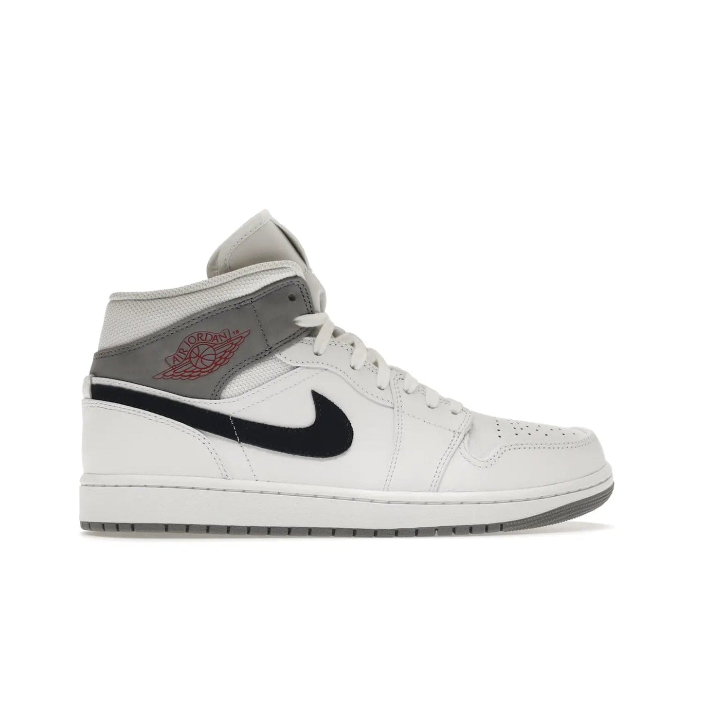 Jordan 1 Mid Paris White - Image 36 - Only at www.BallersClubKickz.com - Snag the Air Jordan 1 Mid Paris White to add a statement of sophistication to any sneaker collection. Featuring Nike swoosh logo in midnight navy suede and Jumpman symbol in University Red.
