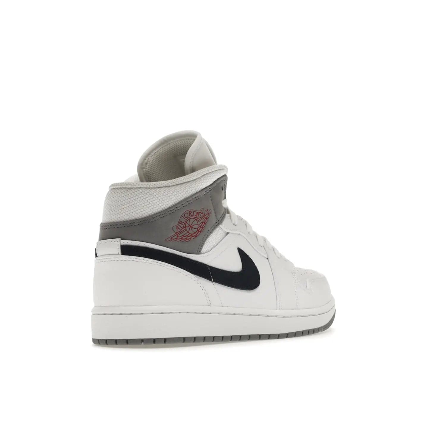 Jordan 1 Mid Paris White - Image 32 - Only at www.BallersClubKickz.com - Snag the Air Jordan 1 Mid Paris White to add a statement of sophistication to any sneaker collection. Featuring Nike swoosh logo in midnight navy suede and Jumpman symbol in University Red.