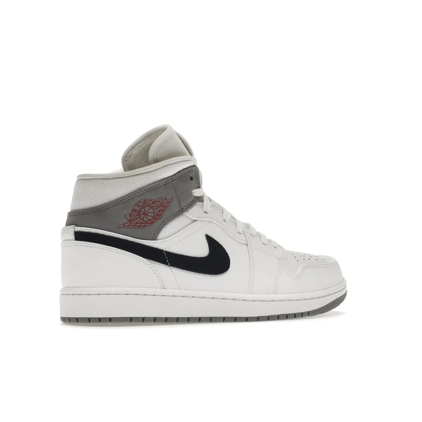 Jordan 1 Mid Paris White - Image 34 - Only at www.BallersClubKickz.com - Snag the Air Jordan 1 Mid Paris White to add a statement of sophistication to any sneaker collection. Featuring Nike swoosh logo in midnight navy suede and Jumpman symbol in University Red.