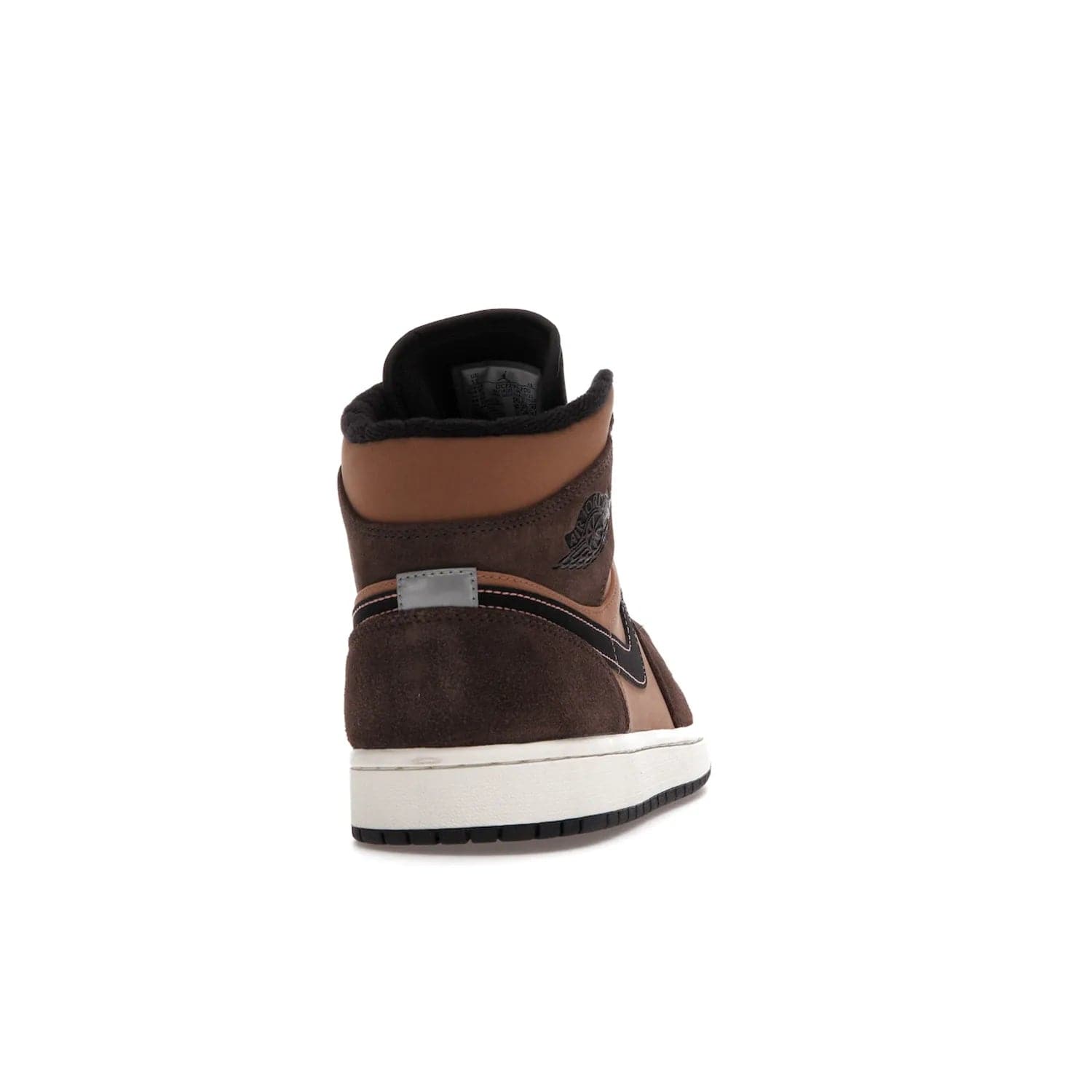 Jordan 1 Mid SE Dark Chocolate - Image 29 - Only at www.BallersClubKickz.com - This fashionable and functional Jordan 1 Mid SE Dark Chocolate features a light brown Durabuck upper, dark brown suede overlays, black Swoosh logos and reflective patch at heel. A must-have for any sneakerhead!