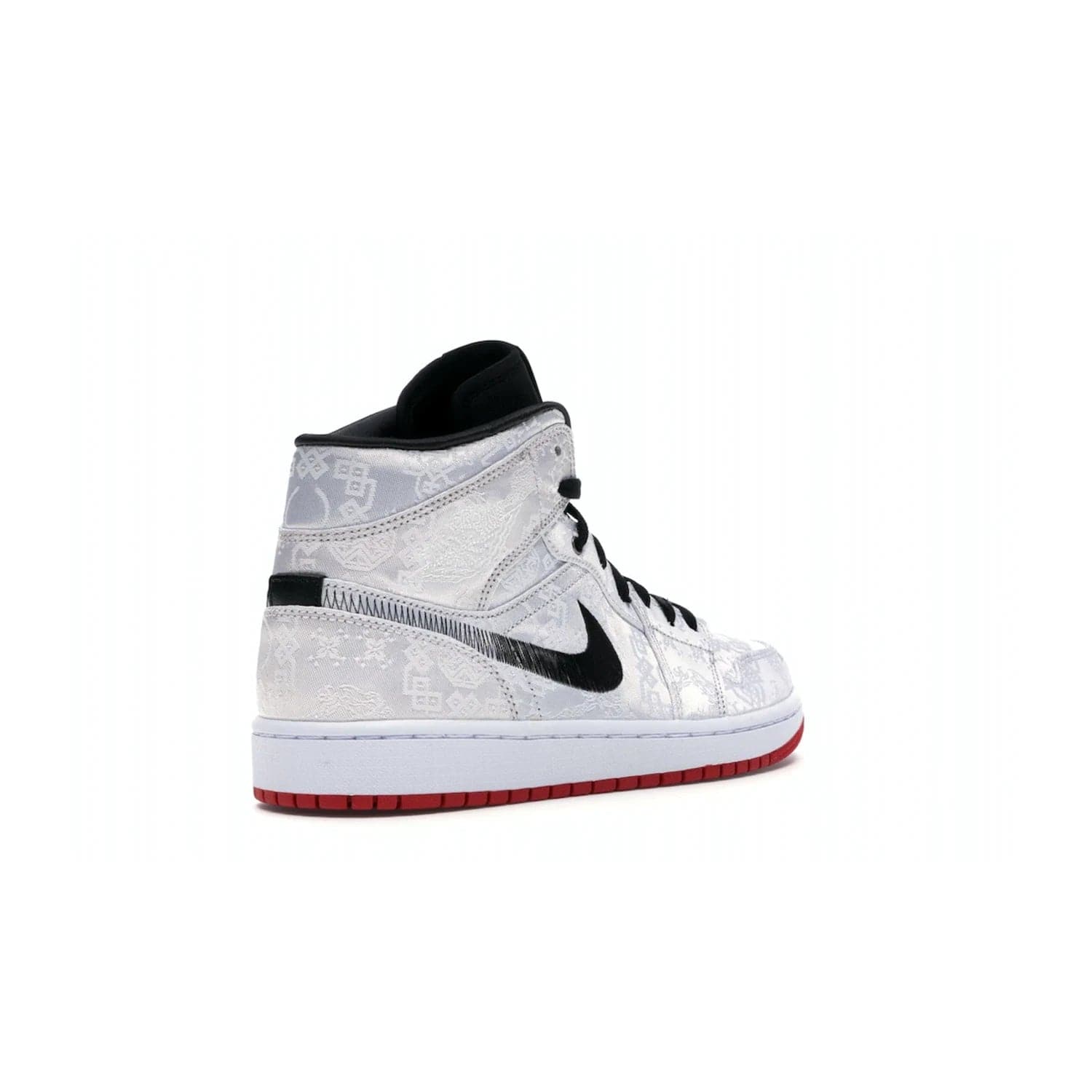 Jordan 1 Mid SE Fearless Edison Chen CLOT - Image 32 - Only at www.BallersClubKickz.com - Iconic mid-top sneakers with intricate Chinese-inspired detailing. From the Fearless pack designed by Edison Chen, the Jordan 1 Mid SE is a powerful representation of fashion and culture. White woven nylon upper with a fadeaway Swoosh and black detailing. Released in December 2019, a true classic.