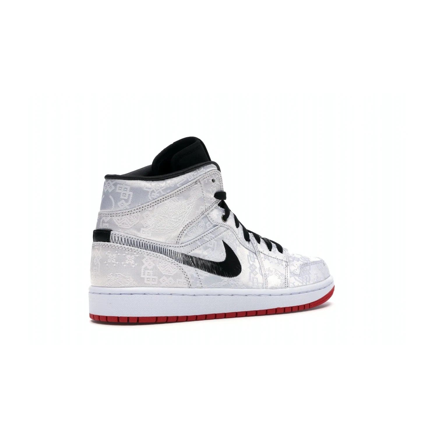 Jordan 1 Mid SE Fearless Edison Chen CLOT - Image 33 - Only at www.BallersClubKickz.com - Iconic mid-top sneakers with intricate Chinese-inspired detailing. From the Fearless pack designed by Edison Chen, the Jordan 1 Mid SE is a powerful representation of fashion and culture. White woven nylon upper with a fadeaway Swoosh and black detailing. Released in December 2019, a true classic.