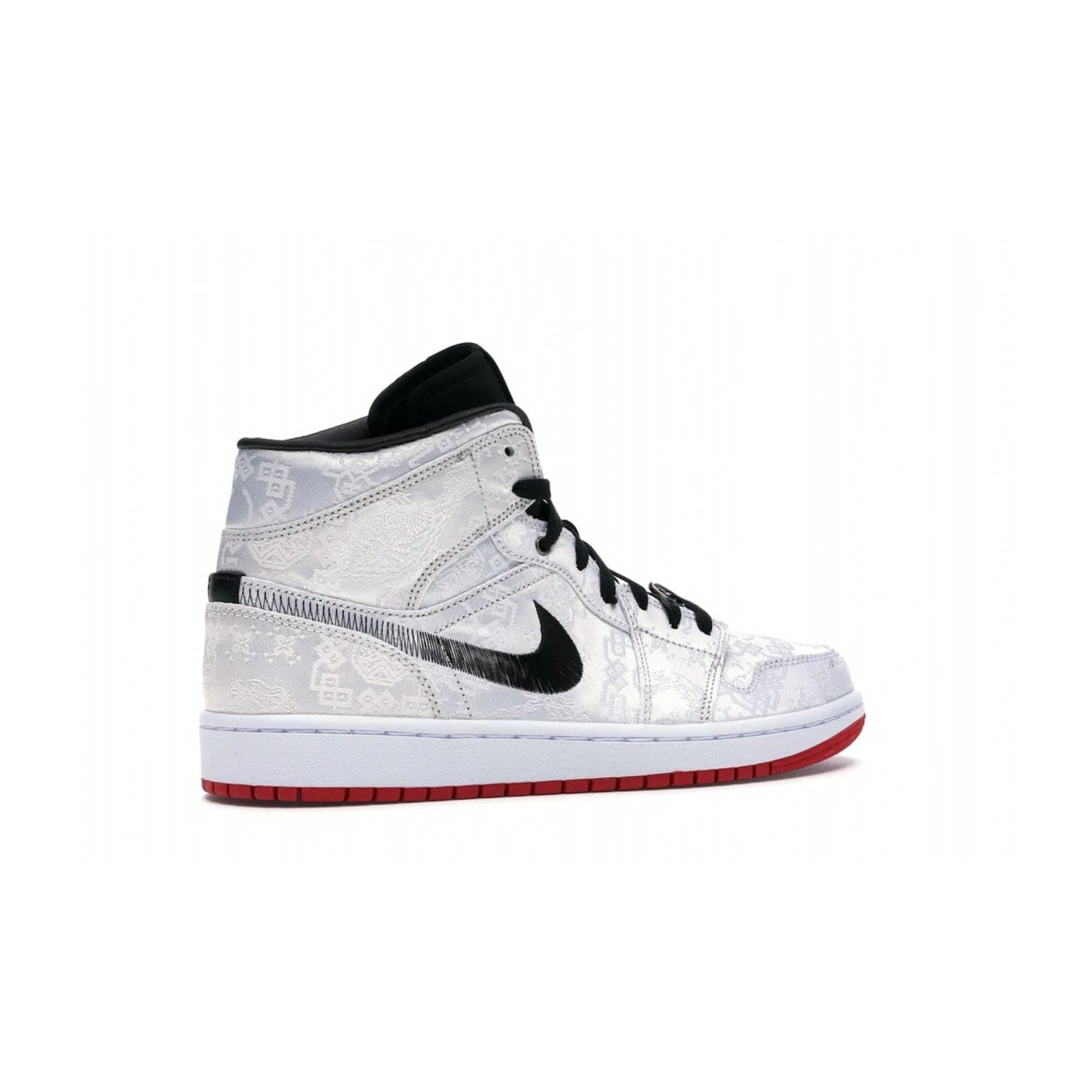 Jordan 1 Mid SE Fearless Edison Chen CLOT - Image 34 - Only at www.BallersClubKickz.com - Iconic mid-top sneakers with intricate Chinese-inspired detailing. From the Fearless pack designed by Edison Chen, the Jordan 1 Mid SE is a powerful representation of fashion and culture. White woven nylon upper with a fadeaway Swoosh and black detailing. Released in December 2019, a true classic.
