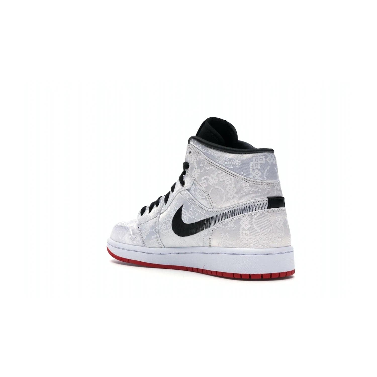 Jordan 1 Mid SE Fearless Edison Chen CLOT - Image 24 - Only at www.BallersClubKickz.com - Iconic mid-top sneakers with intricate Chinese-inspired detailing. From the Fearless pack designed by Edison Chen, the Jordan 1 Mid SE is a powerful representation of fashion and culture. White woven nylon upper with a fadeaway Swoosh and black detailing. Released in December 2019, a true classic.