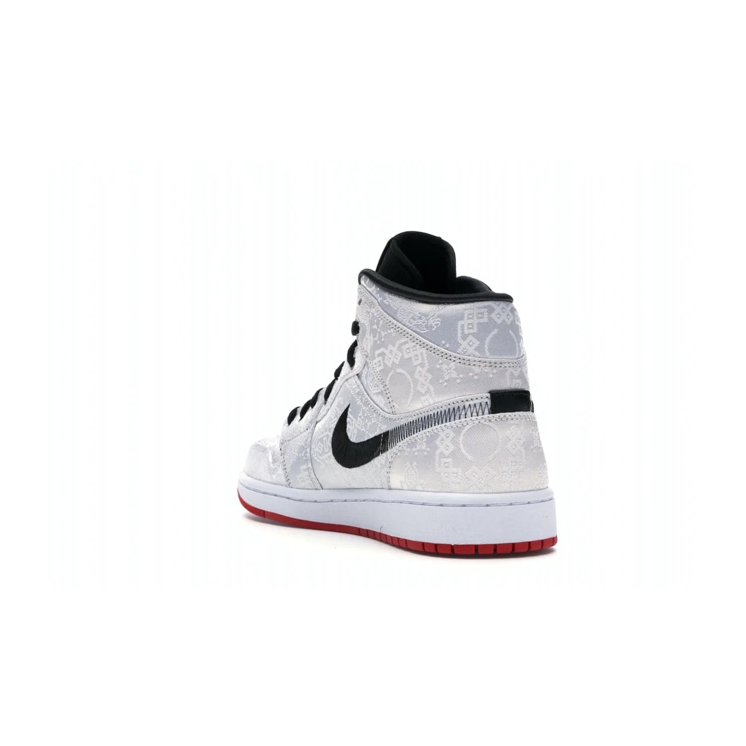 Jordan 1 Mid SE Fearless Edison Chen CLOT - Image 25 - Only at www.BallersClubKickz.com - Iconic mid-top sneakers with intricate Chinese-inspired detailing. From the Fearless pack designed by Edison Chen, the Jordan 1 Mid SE is a powerful representation of fashion and culture. White woven nylon upper with a fadeaway Swoosh and black detailing. Released in December 2019, a true classic.