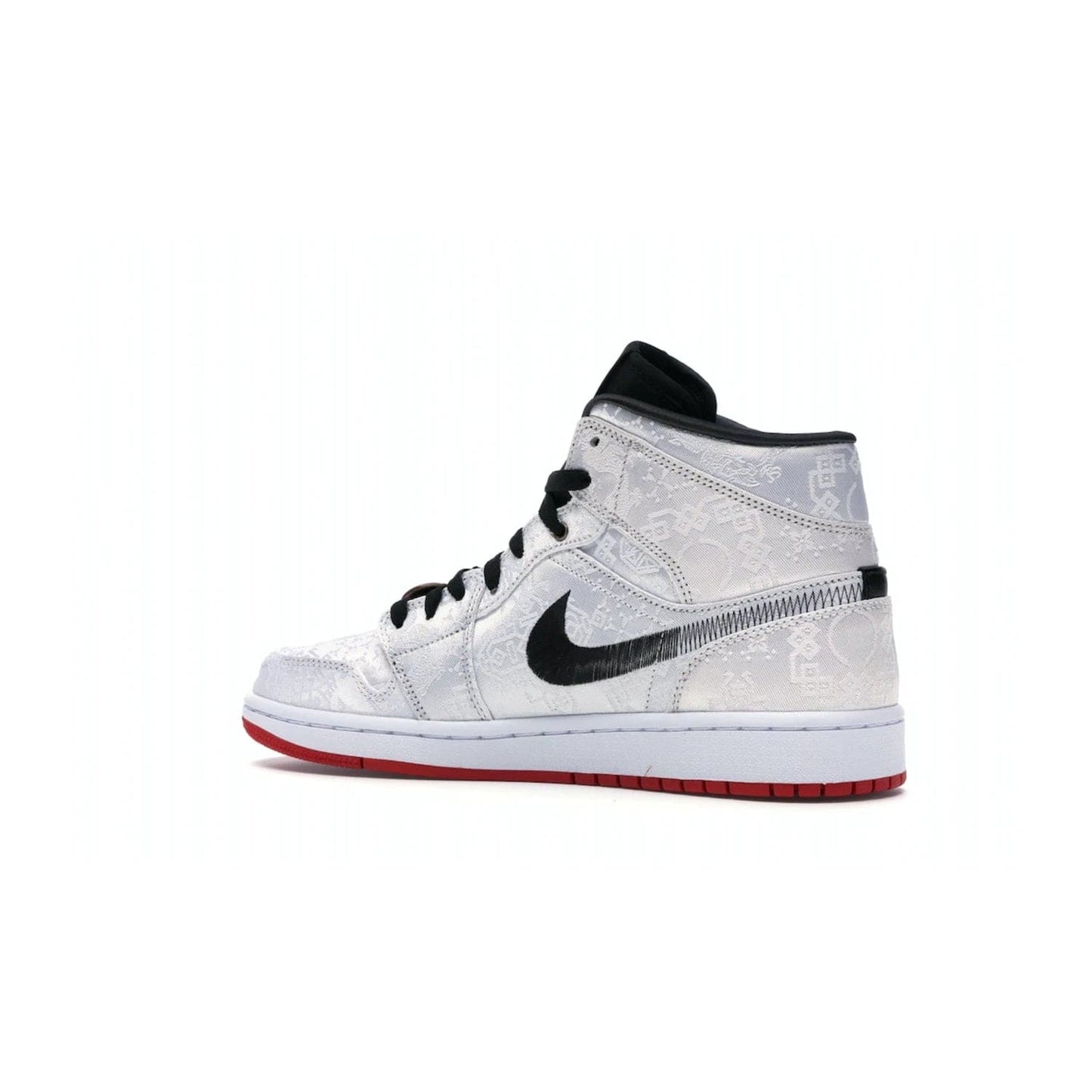 Jordan 1 Mid SE Fearless Edison Chen CLOT - Image 22 - Only at www.BallersClubKickz.com - Iconic mid-top sneakers with intricate Chinese-inspired detailing. From the Fearless pack designed by Edison Chen, the Jordan 1 Mid SE is a powerful representation of fashion and culture. White woven nylon upper with a fadeaway Swoosh and black detailing. Released in December 2019, a true classic.