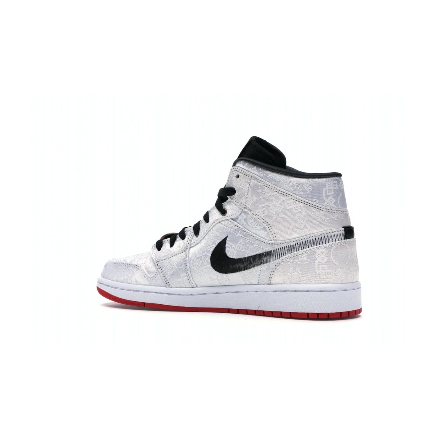 Jordan 1 Mid SE Fearless Edison Chen CLOT - Image 22 - Only at www.BallersClubKickz.com - Iconic mid-top sneakers with intricate Chinese-inspired detailing. From the Fearless pack designed by Edison Chen, the Jordan 1 Mid SE is a powerful representation of fashion and culture. White woven nylon upper with a fadeaway Swoosh and black detailing. Released in December 2019, a true classic.