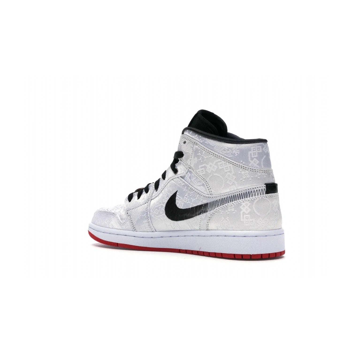Jordan 1 Mid SE Fearless Edison Chen CLOT - Image 23 - Only at www.BallersClubKickz.com - Iconic mid-top sneakers with intricate Chinese-inspired detailing. From the Fearless pack designed by Edison Chen, the Jordan 1 Mid SE is a powerful representation of fashion and culture. White woven nylon upper with a fadeaway Swoosh and black detailing. Released in December 2019, a true classic.